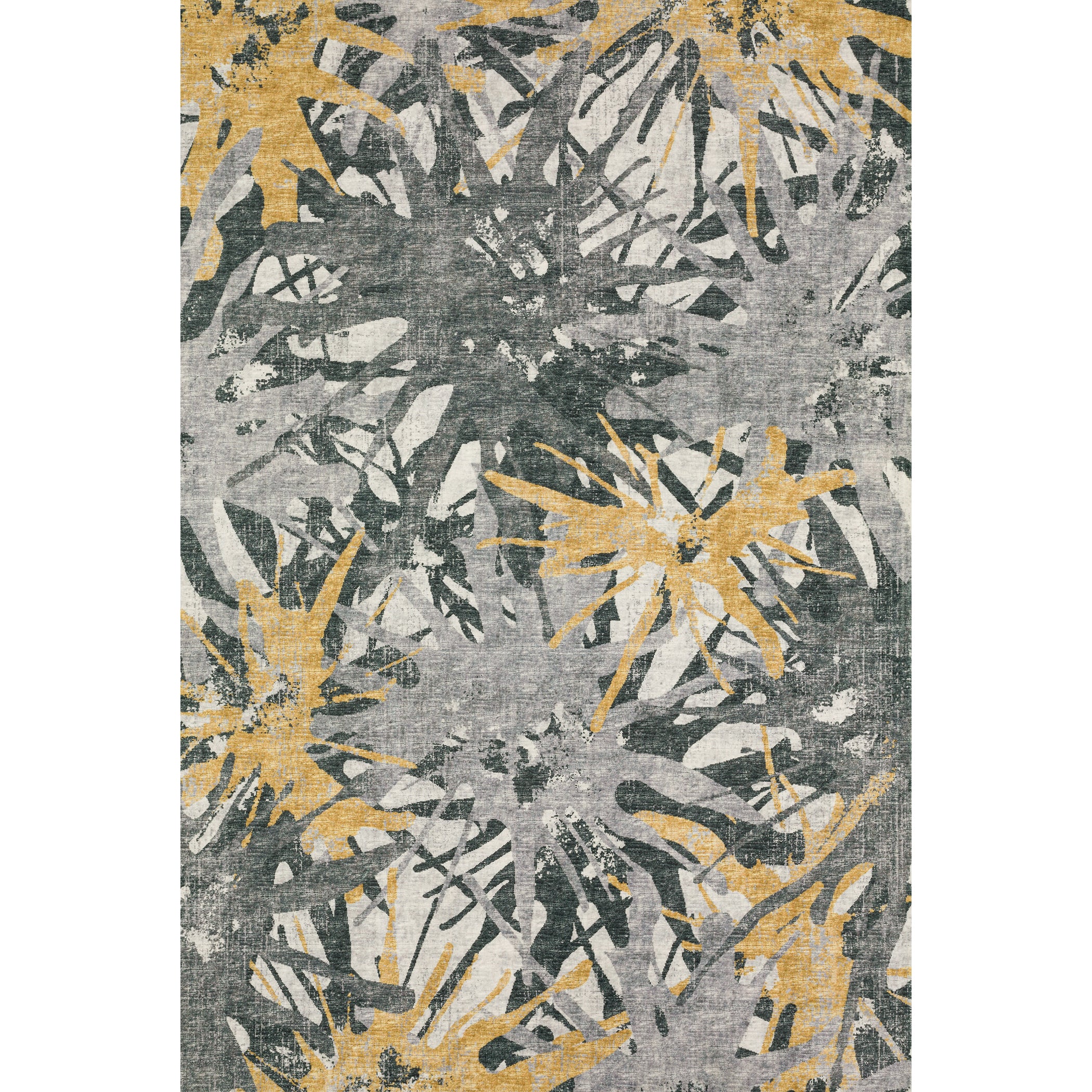 Luxury Machine Washable Indoor/Outdoor Casual BR6 Gold Gray Rug 3' x 5' #shape_Rectangle