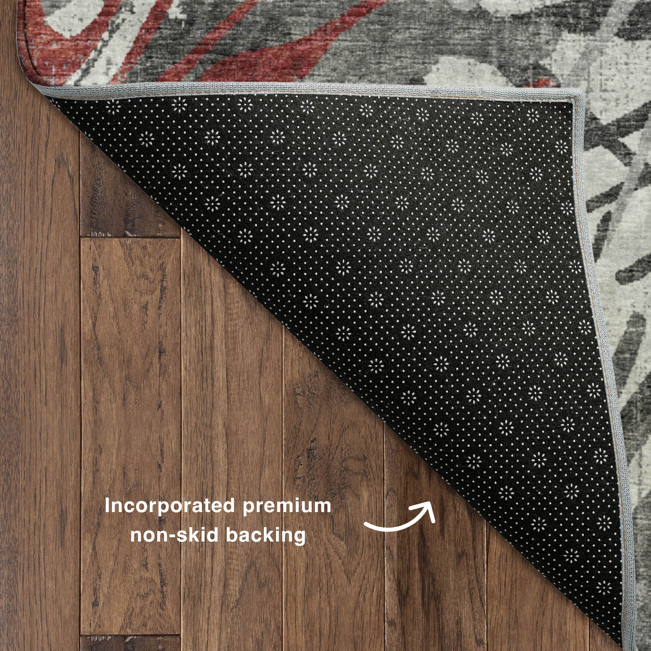 Luxury Machine Washable Indoor/Outdoor Casual BR6 Scarlet Gray Rug 1'8" x 2'6" #shape_Rectangle