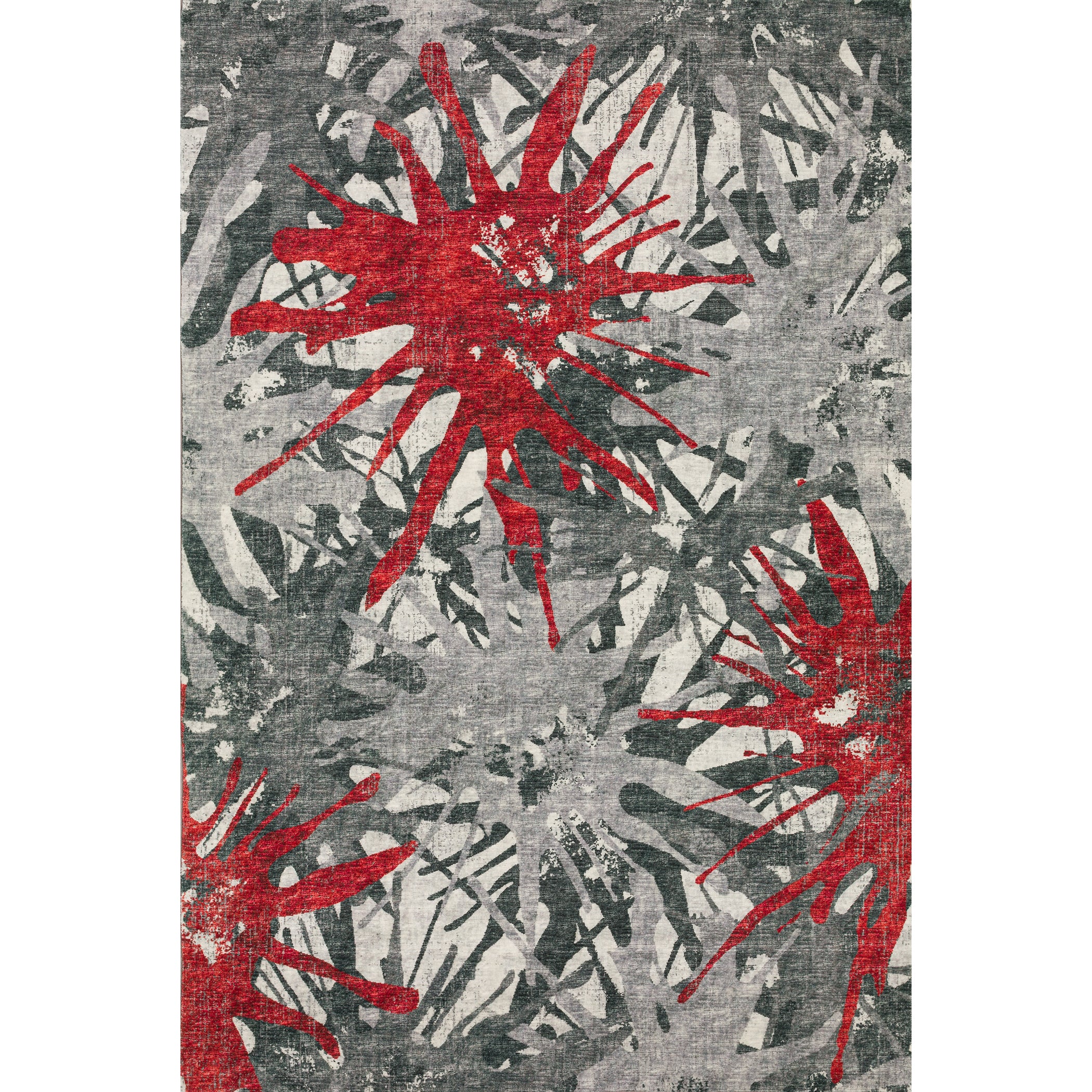 Luxury Machine Washable Indoor/Outdoor Casual BR6 Scarlet Gray Rug 3' x 5' #shape_Rectangle