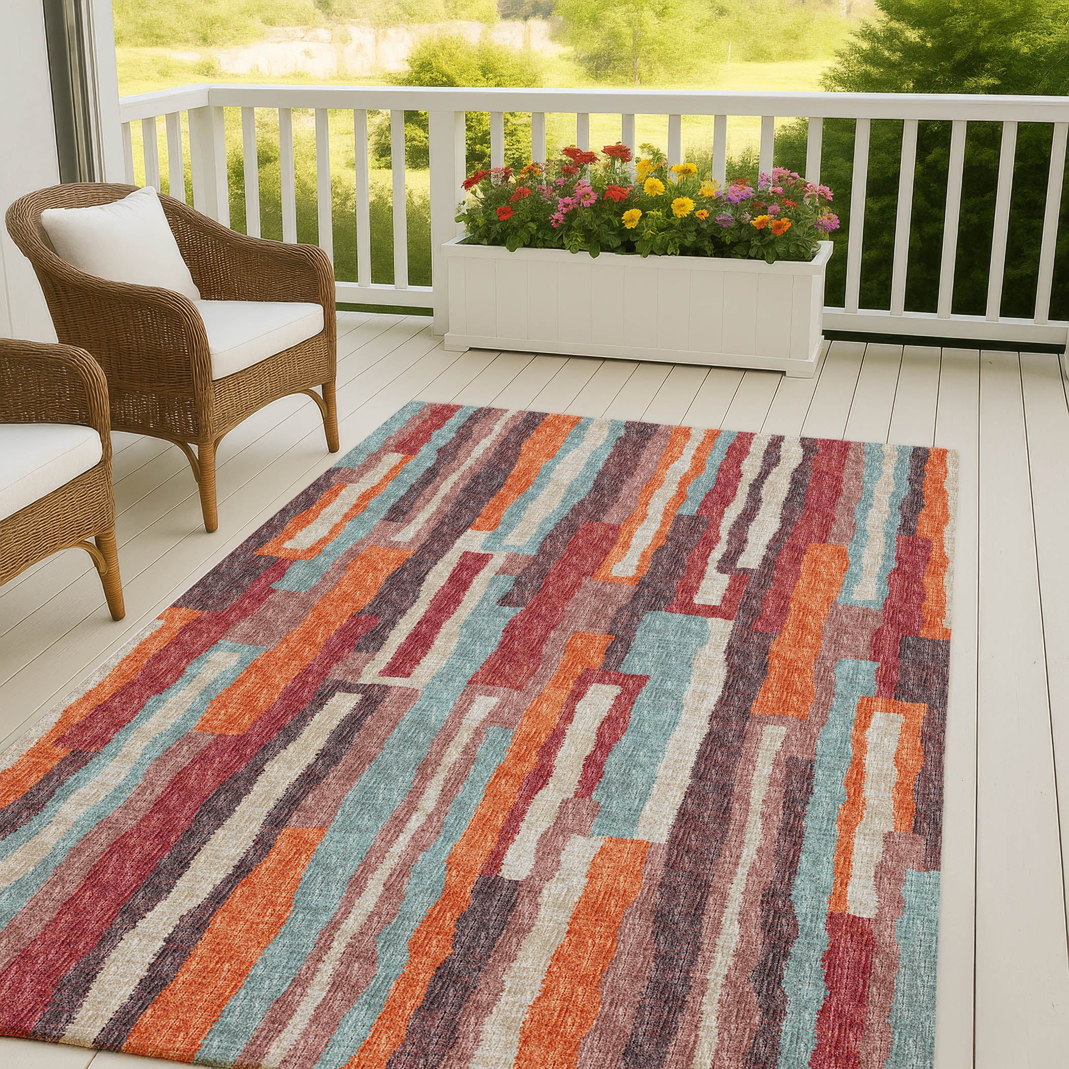 Luxury Machine Washable Indoor/Outdoor Casual BR7 Canyon Orange Rug 3' x 5' #shape_Rectangle