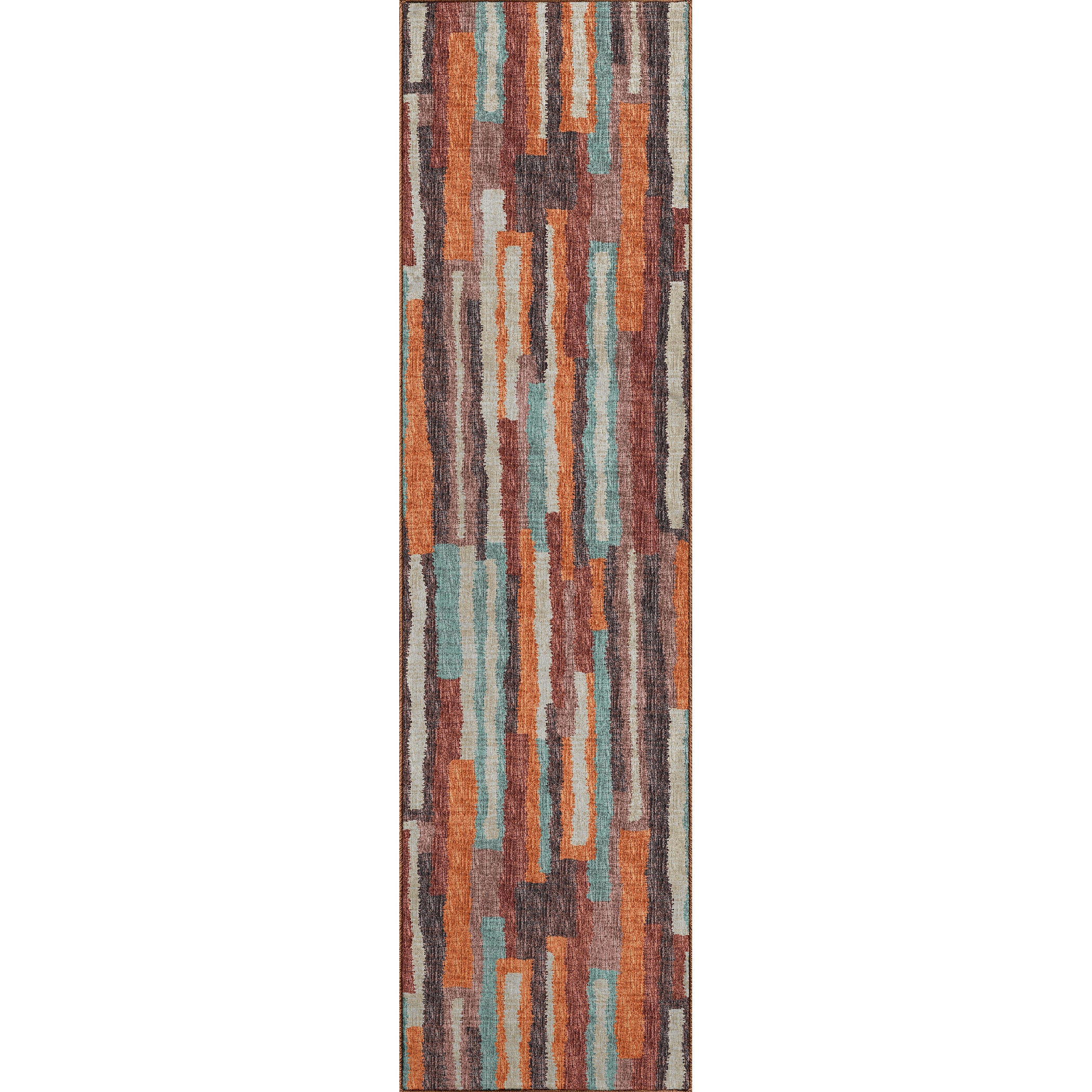 Luxury Machine Washable Indoor/Outdoor Casual BR7 Canyon Orange Rug 2'3" x 7'6" #shape_Runner