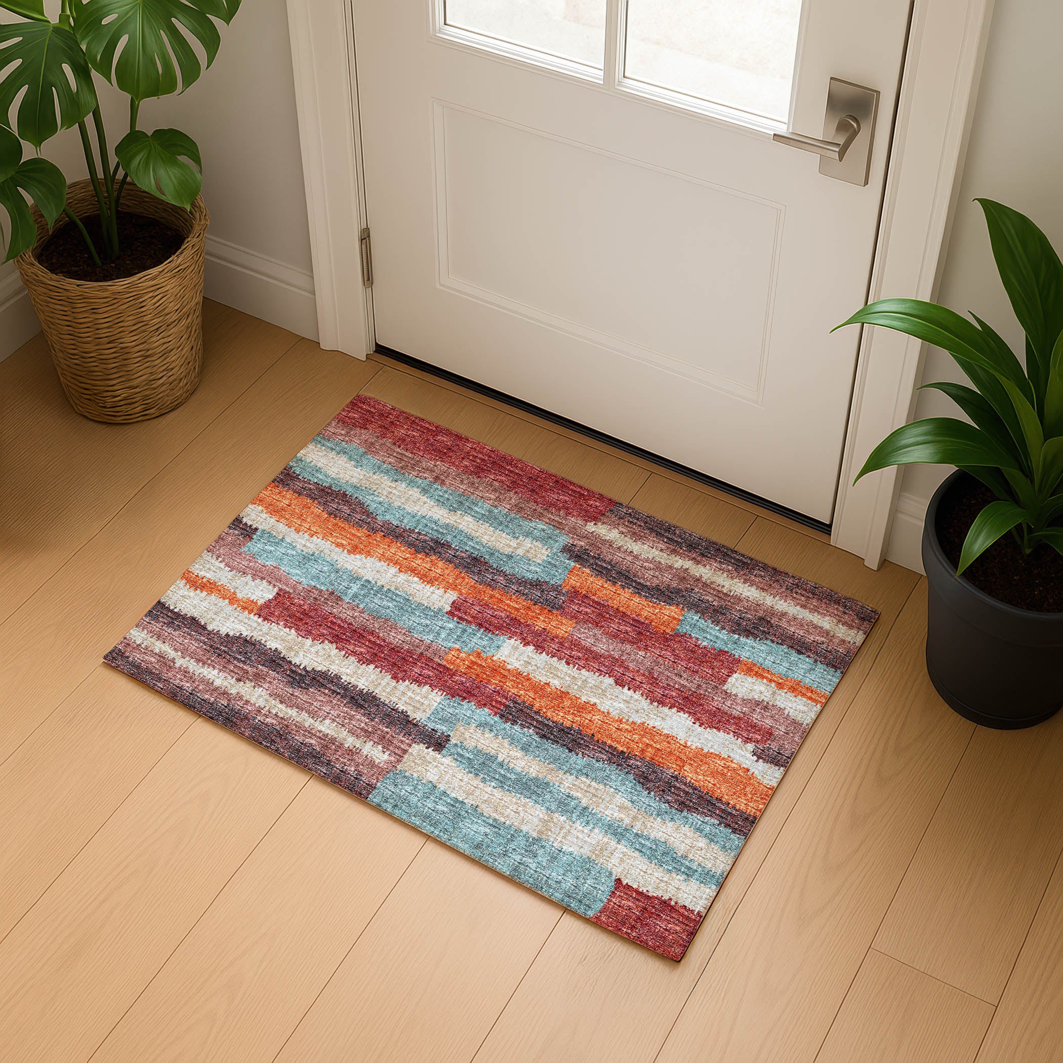 Luxury Machine Washable Indoor/Outdoor Casual BR7 Canyon Orange Rug 1'8" x 2'6" #shape_Rectangle