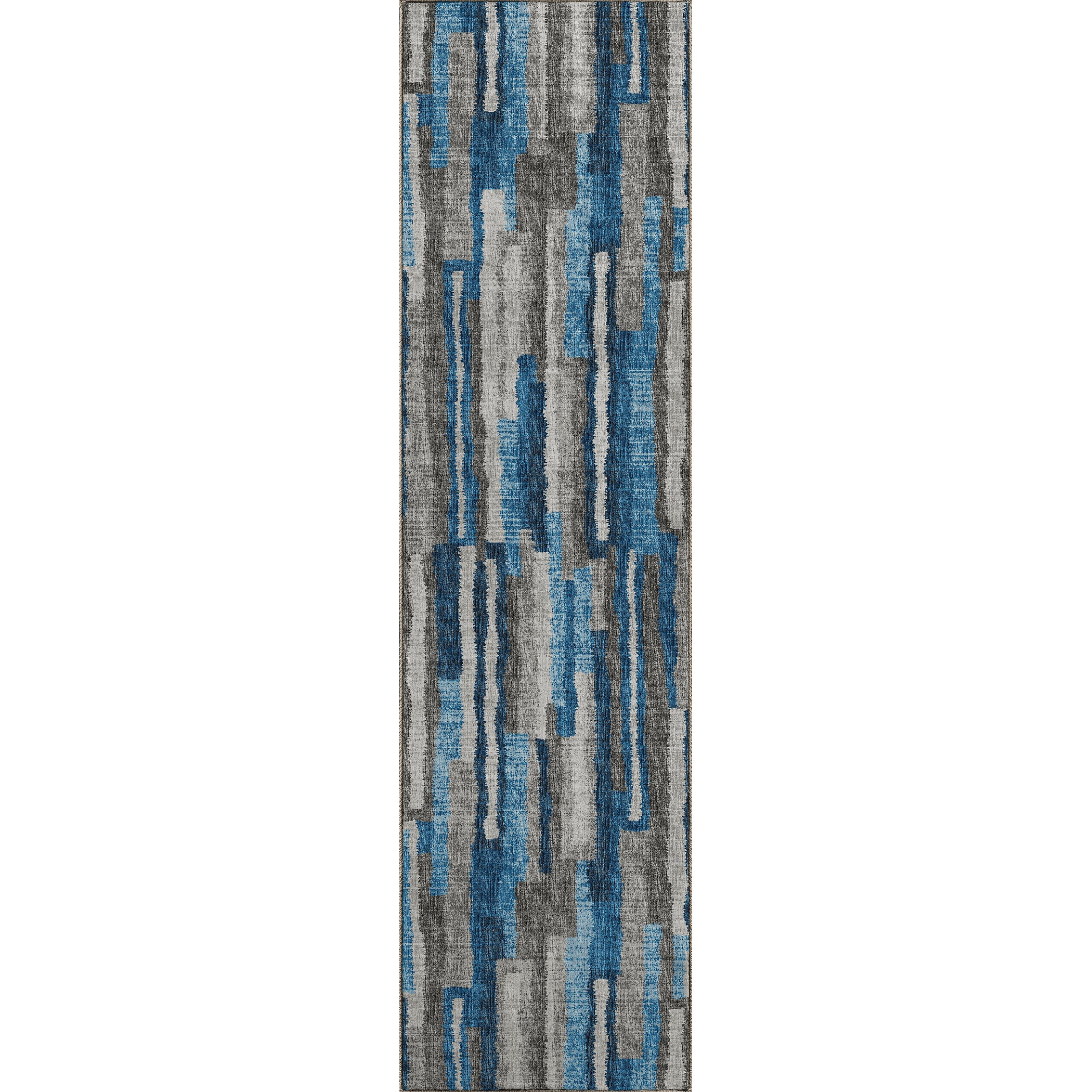 Luxury Machine Washable Indoor/Outdoor Casual BR7 Navy Blue Rug 2'3" x 7'6" #shape_Runner
