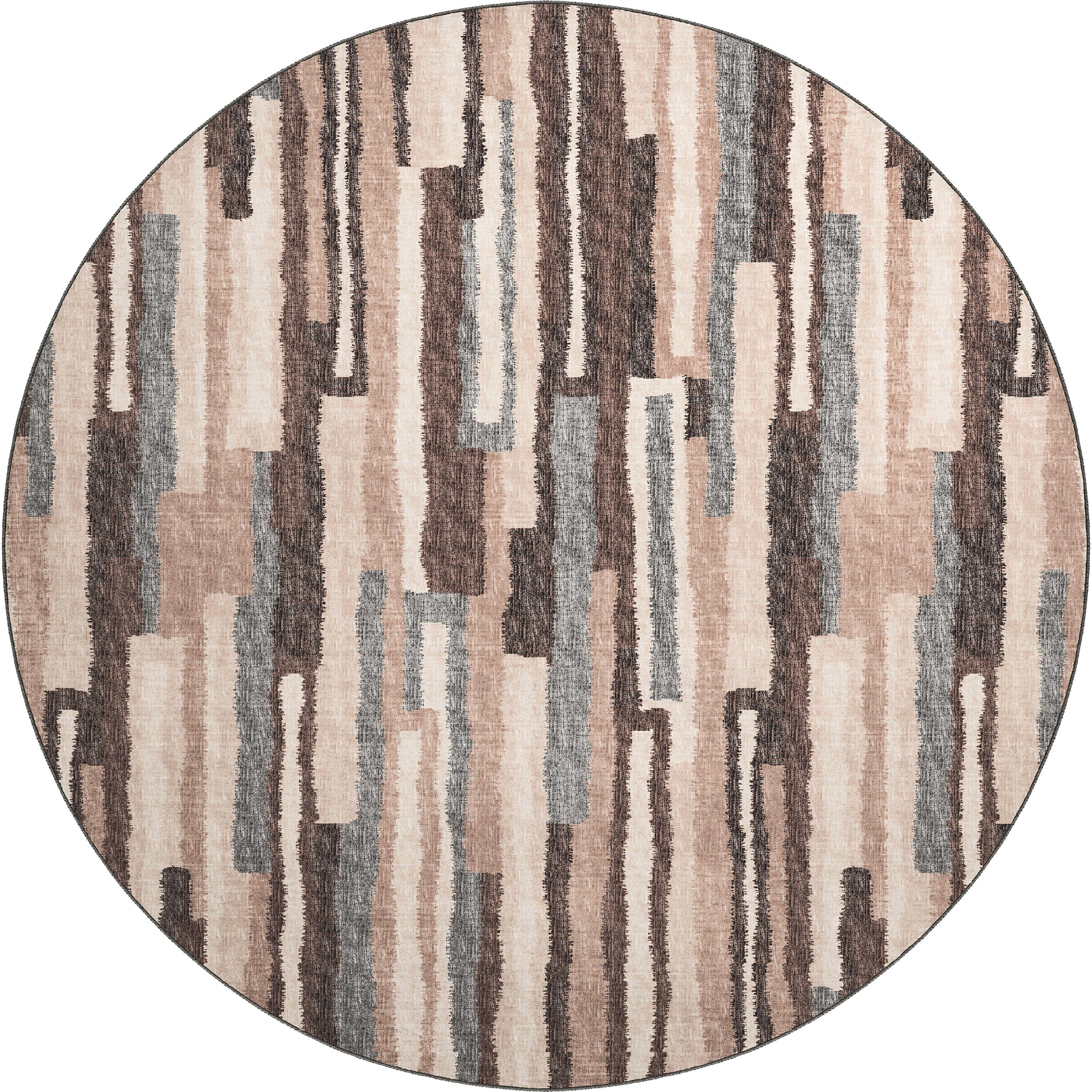 Luxury Machine Washable Indoor/Outdoor Casual BR7 Sable Brown Rug 8' x 8' #shape_Round
