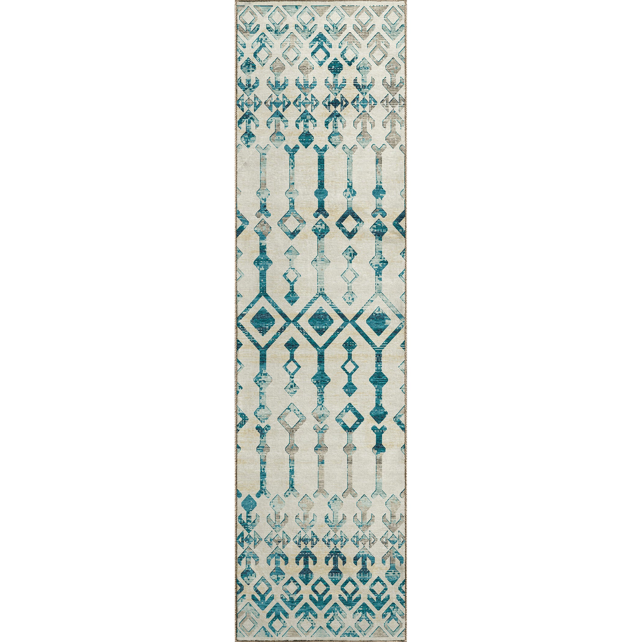 Luxury Machine Washable Indoor/Outdoor Casual BR8 Linen Ivory Rug 2'3" x 7'6" #shape_Runner