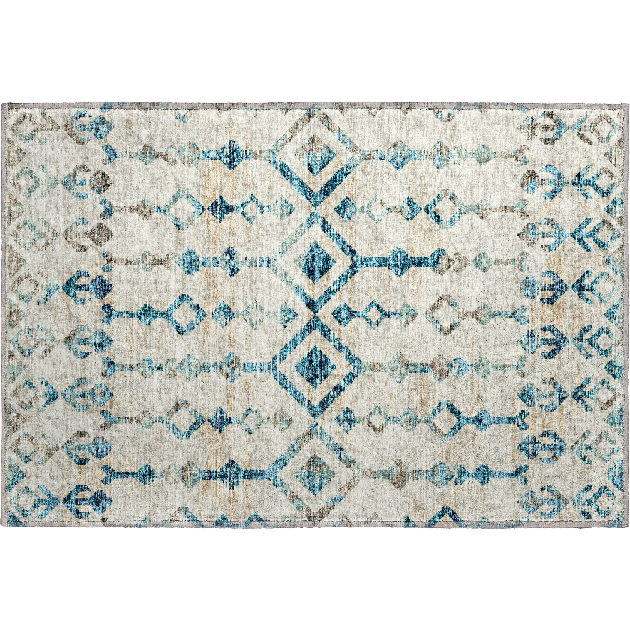 Luxury Machine Washable Indoor/Outdoor Casual BR8 Linen Ivory Rug 1'8" x 2'6" #shape_Rectangle