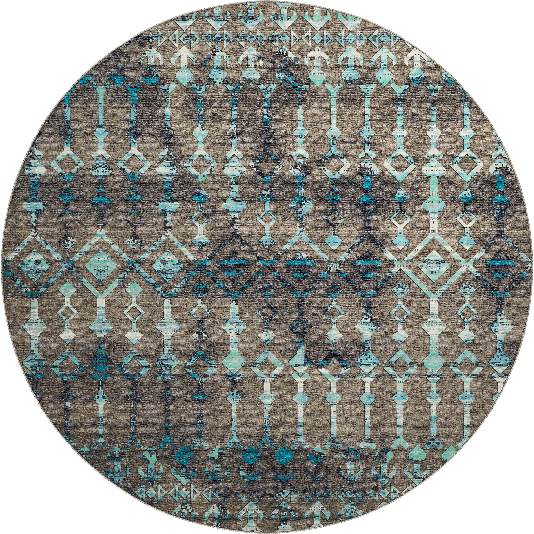 Luxury Machine Washable Indoor/Outdoor Casual BR8 Sable Brown Rug 8' x 8' #shape_Round
