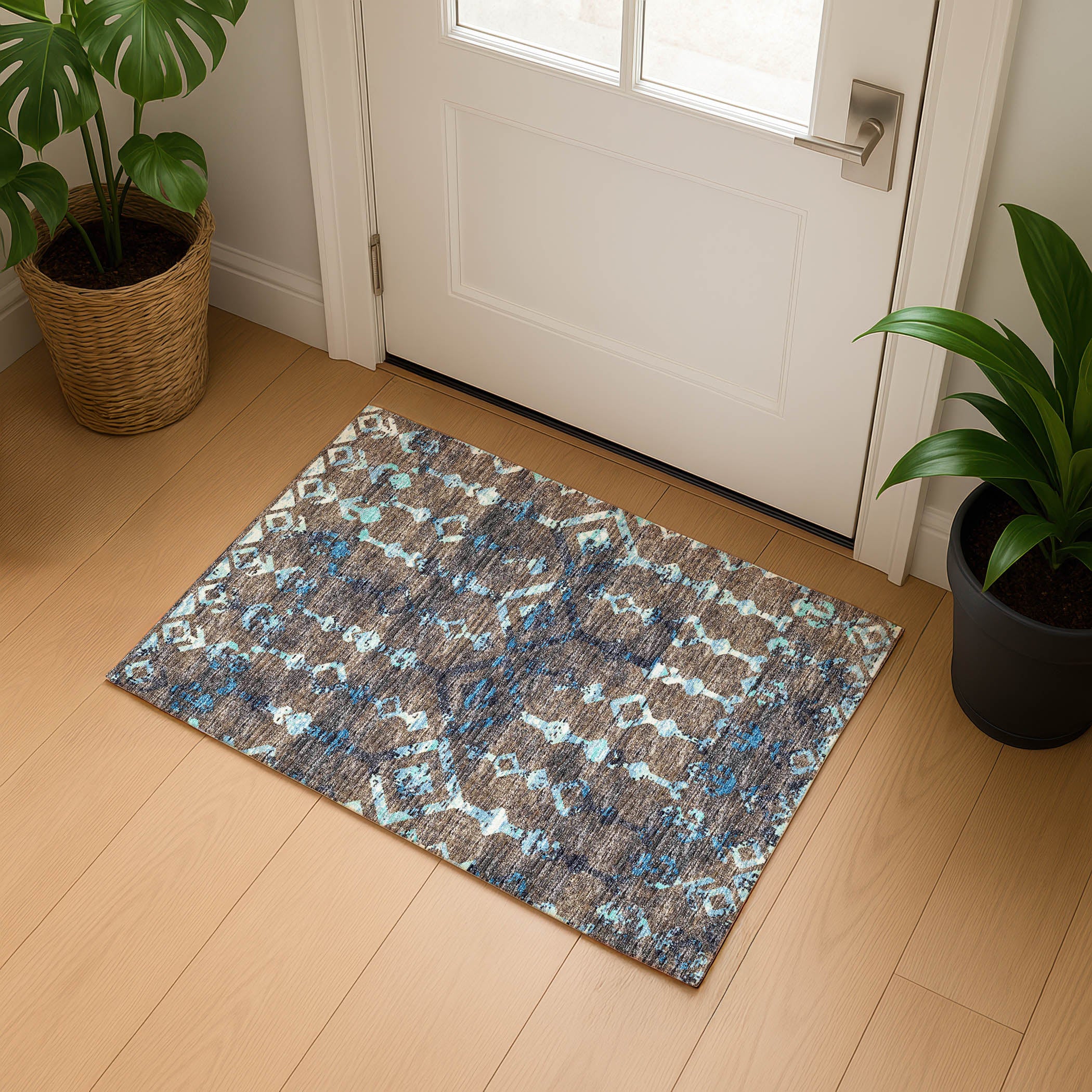 Luxury Machine Washable Indoor/Outdoor Casual BR8 Sable Brown Rug 1'8" x 2'6" #shape_Rectangle