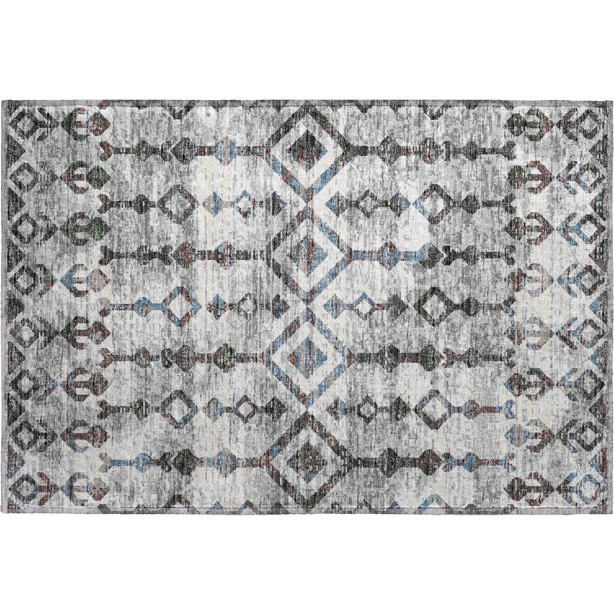 Luxury Machine Washable Indoor/Outdoor Casual BR8 Silver Gray Rug 1'8" x 2'6" #shape_Rectangle