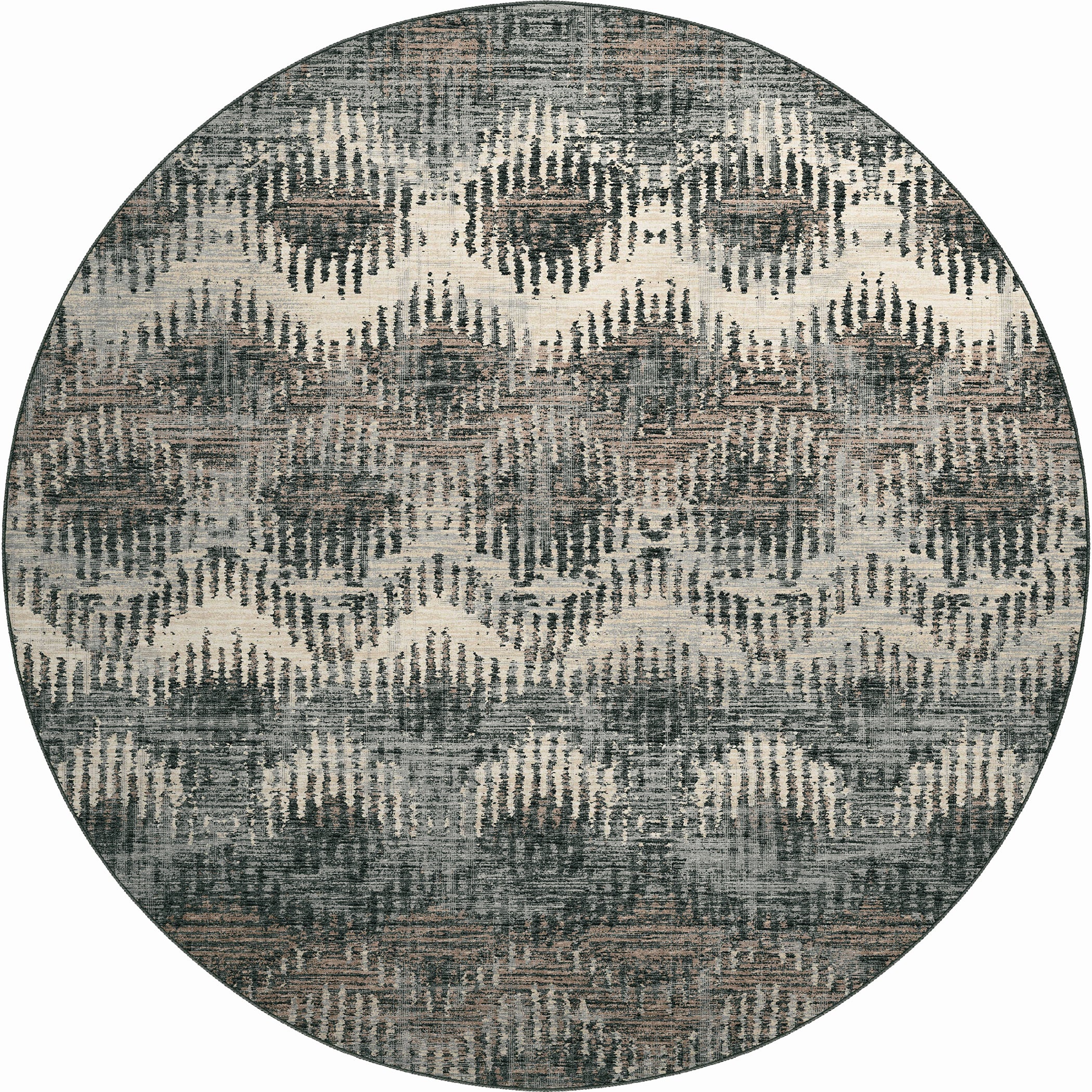Luxury Machine Washable Indoor/Outdoor Casual BR9 Midnight Black Rug 8' x 8' #shape_Round