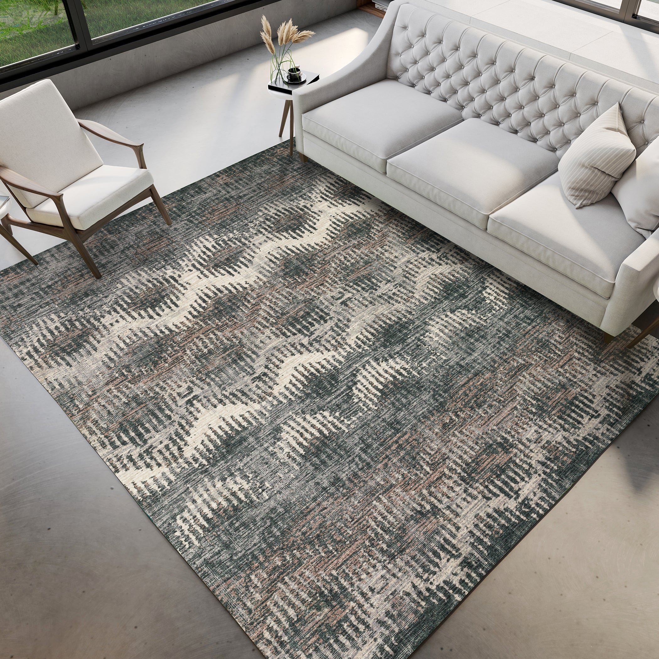 Luxury Machine Washable Indoor/Outdoor Casual BR9 Midnight Black Rug 3' x 5' #shape_Rectangle