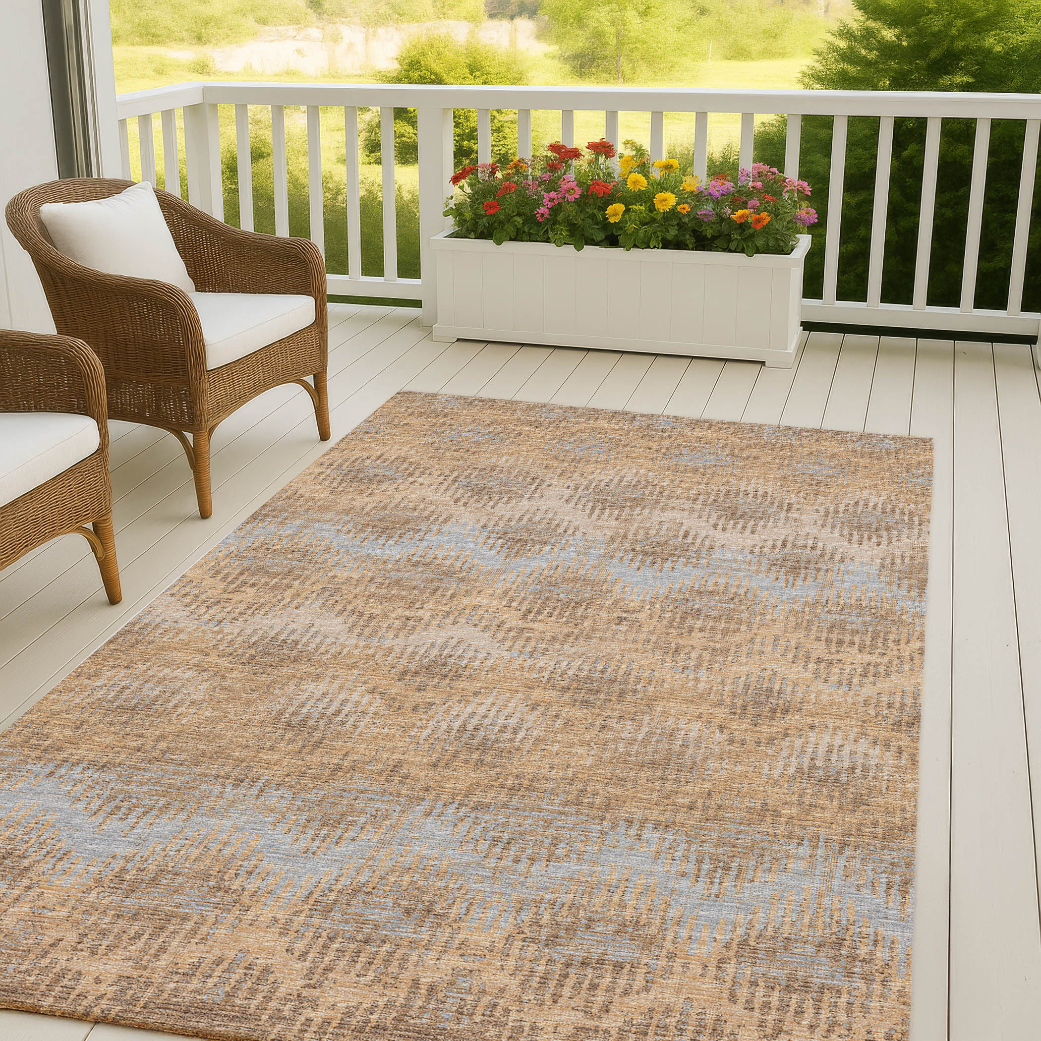Luxury Machine Washable Indoor/Outdoor Casual BR9 Sandstone Brown Rug 3' x 5' #shape_Rectangle