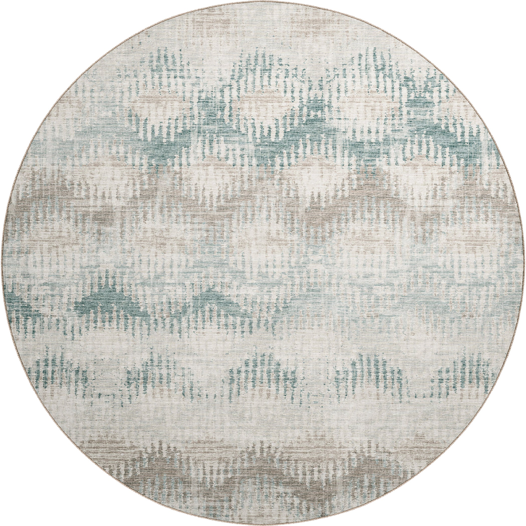 Luxury Machine Washable Indoor/Outdoor Casual BR9 Seascape Brown Rug 8' x 8' #shape_Round