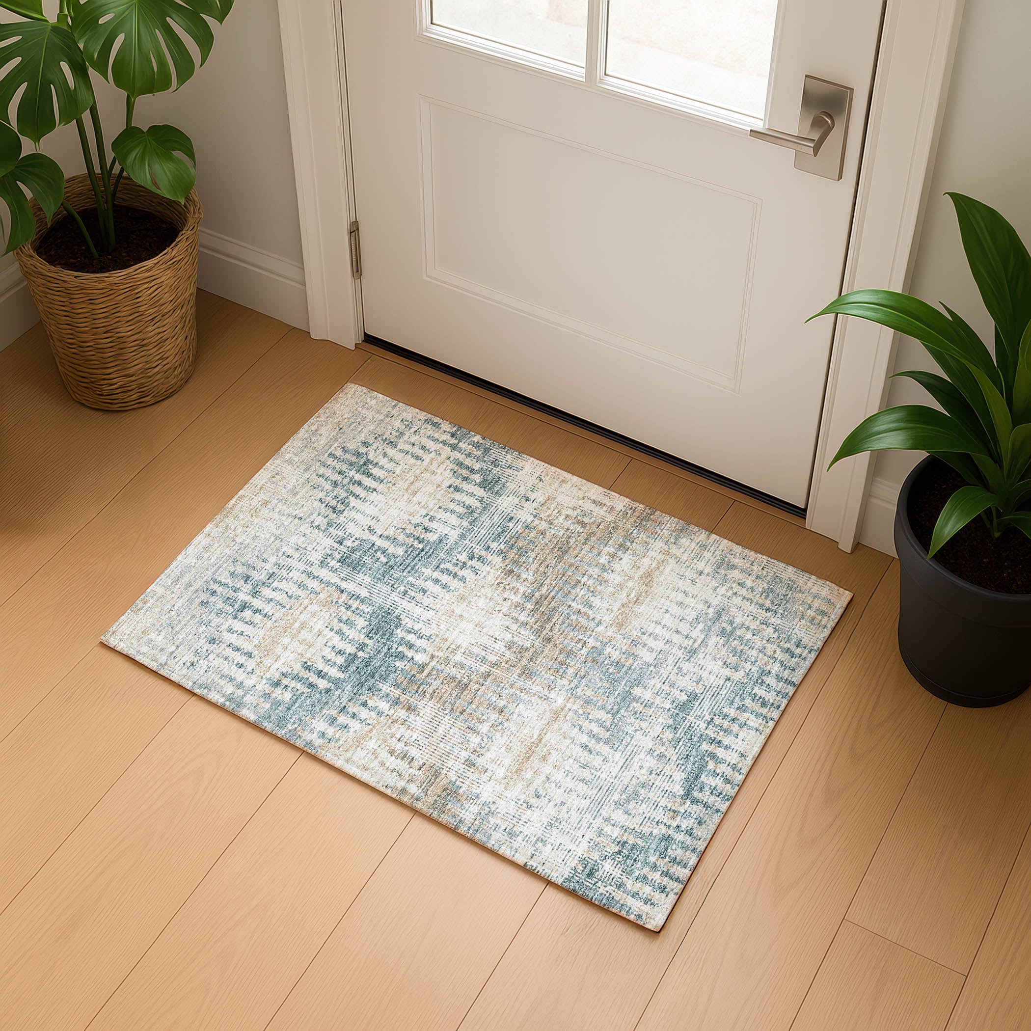Luxury Machine Washable Indoor/Outdoor Casual BR9 Seascape Brown Rug 1'8" x 2'6" #shape_Rectangle