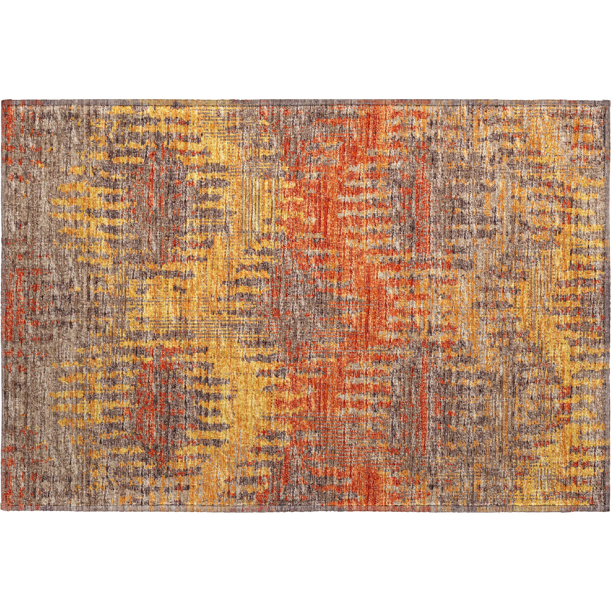 Luxury Machine Washable Indoor/Outdoor Casual BR9 Sunset Orange Rug 1'8" x 2'6" #shape_Rectangle