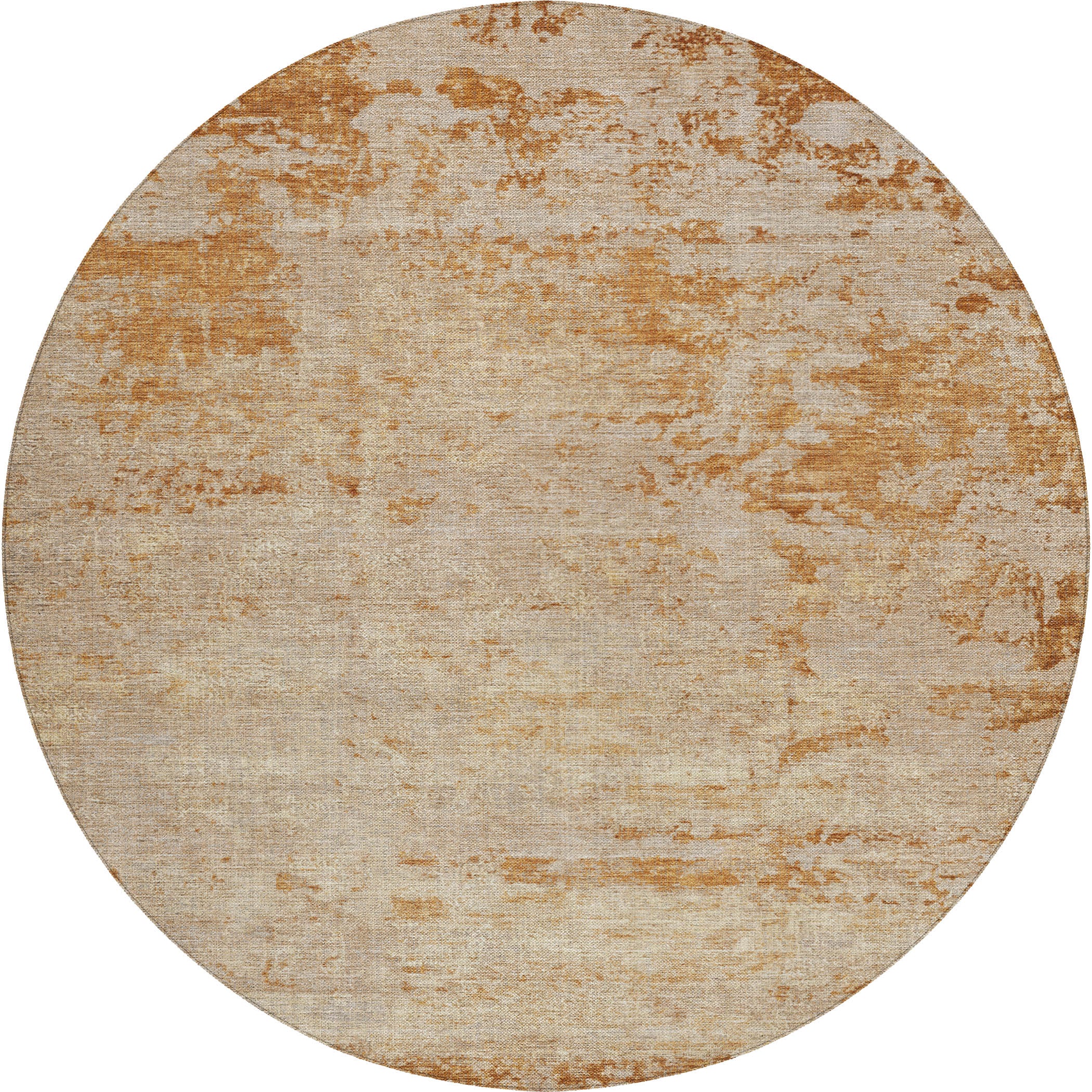 Luxury Washable Indoor/Outdoor Transitional BU2 Copper Orange Rug 8' x 8' #shape_Round