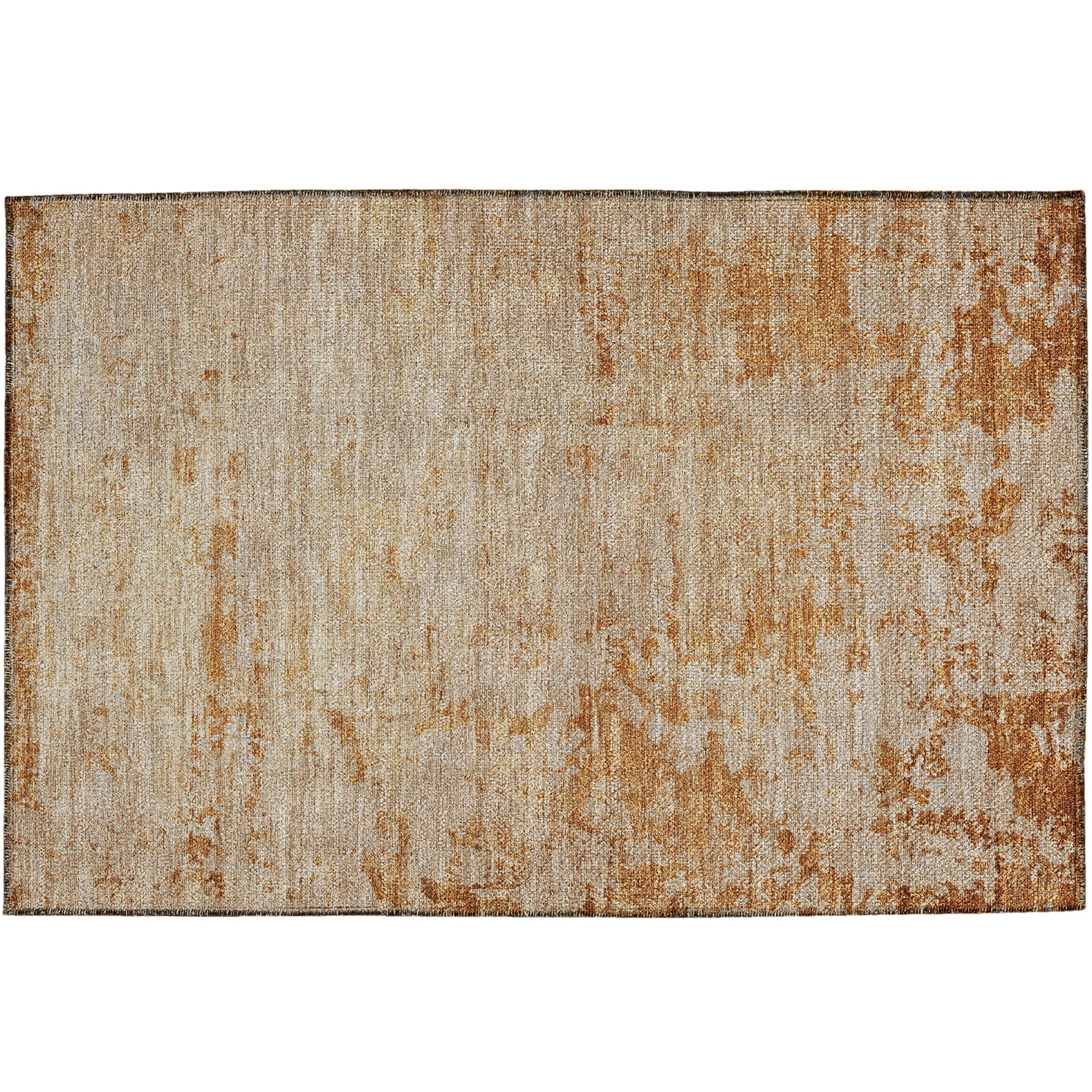 Luxury Washable Indoor/Outdoor Transitional BU2 Copper Orange Rug 1'8" x 2'6" #shape_Rectangle
