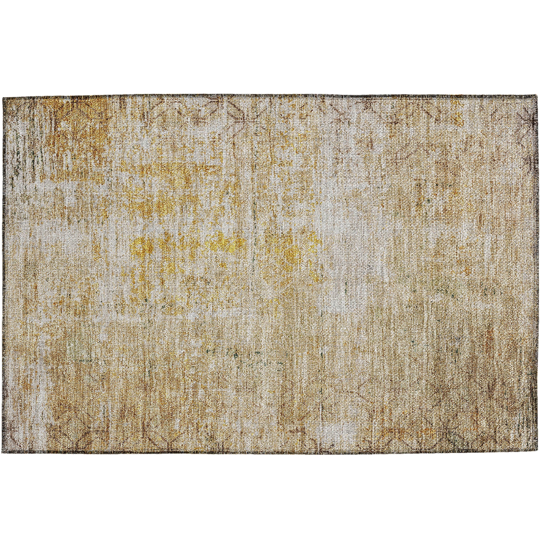 Luxury Washable Indoor/Outdoor Transitional BU7 Gold Rug 1'8" x 2'6" #shape_Rectangle
