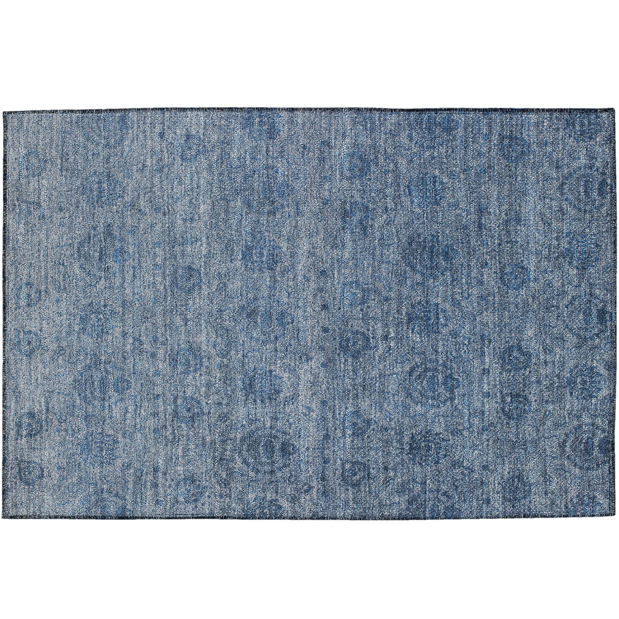 Luxury Washable Indoor/Outdoor Transitional BU8 Blue Rug 1'8" x 2'6" #shape_Rectangle