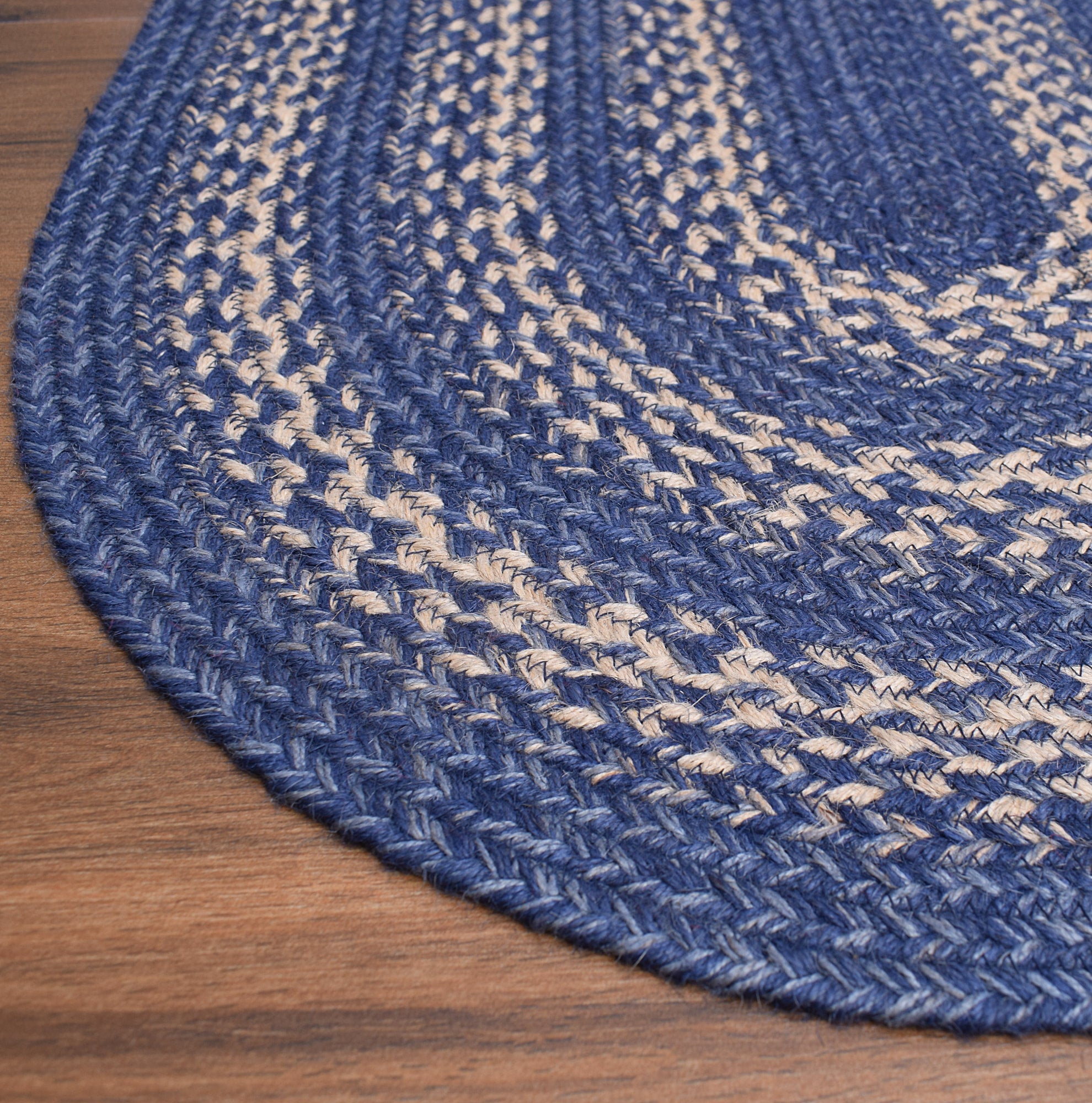 Blue Rustic Farmhouse Reversible Jute Rug