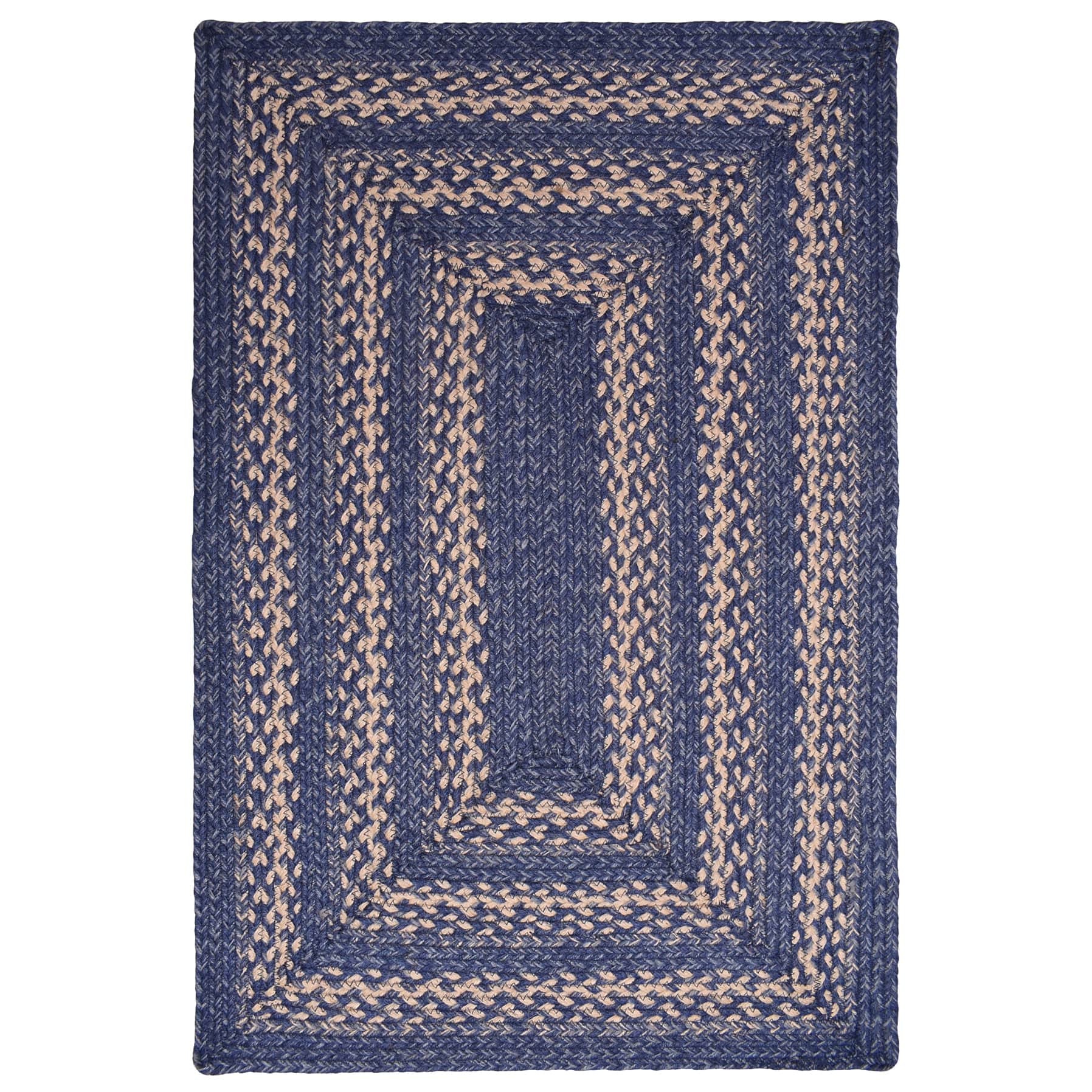 Blue Rustic Farmhouse Reversible Jute Rug