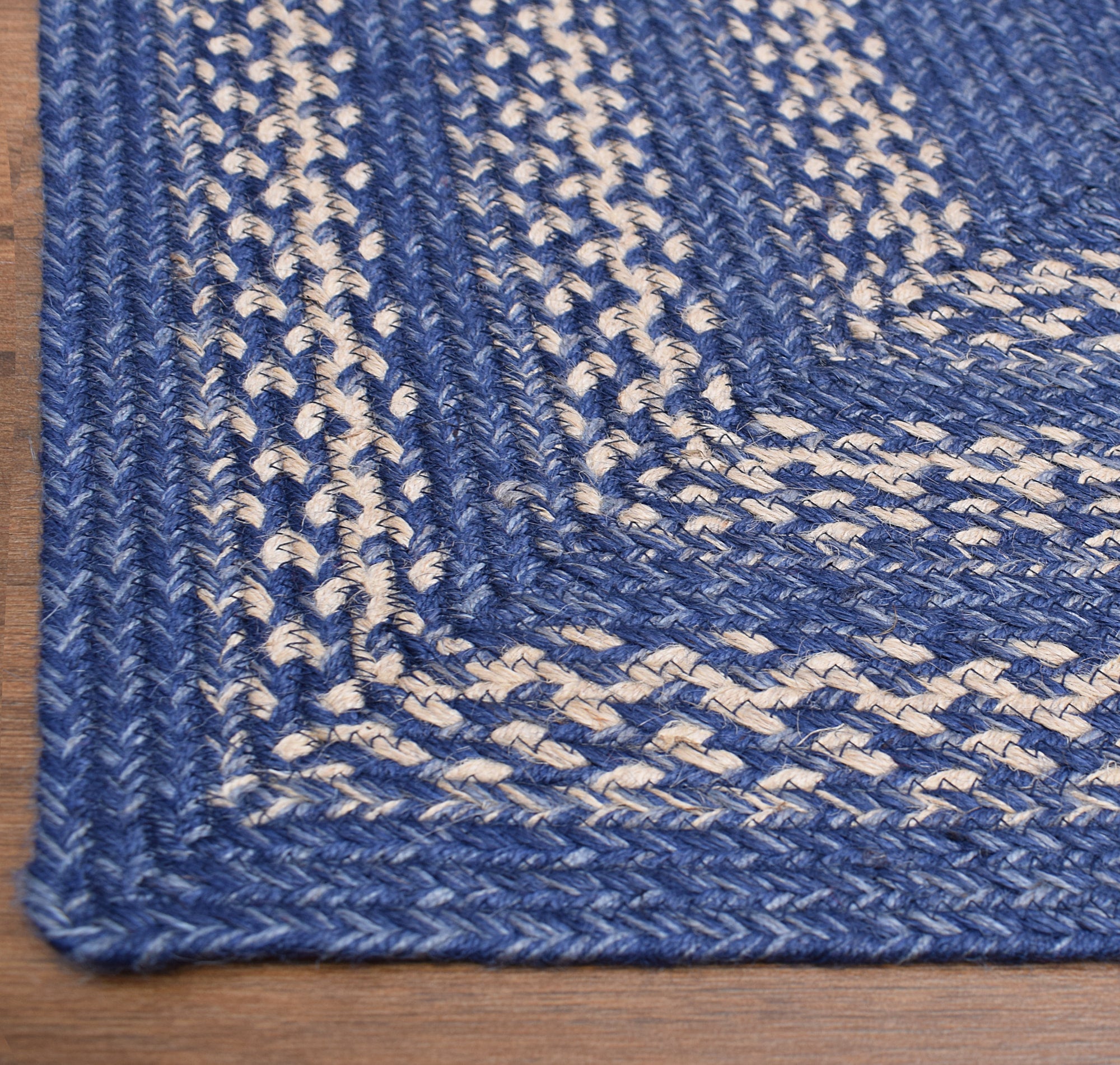 Blue Rustic Farmhouse Reversible Jute Rug