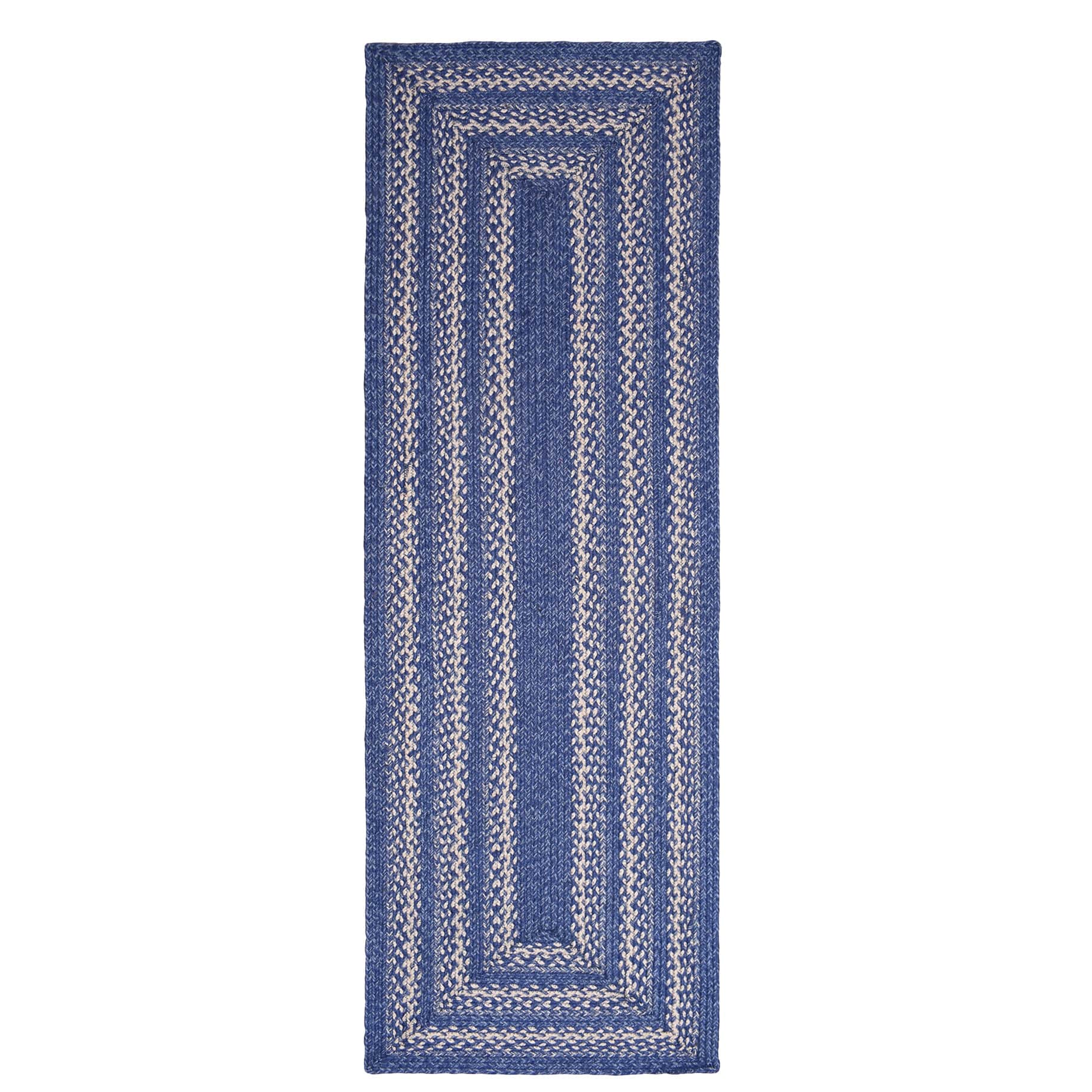 Blue Rustic Farmhouse Reversible Jute Rug
