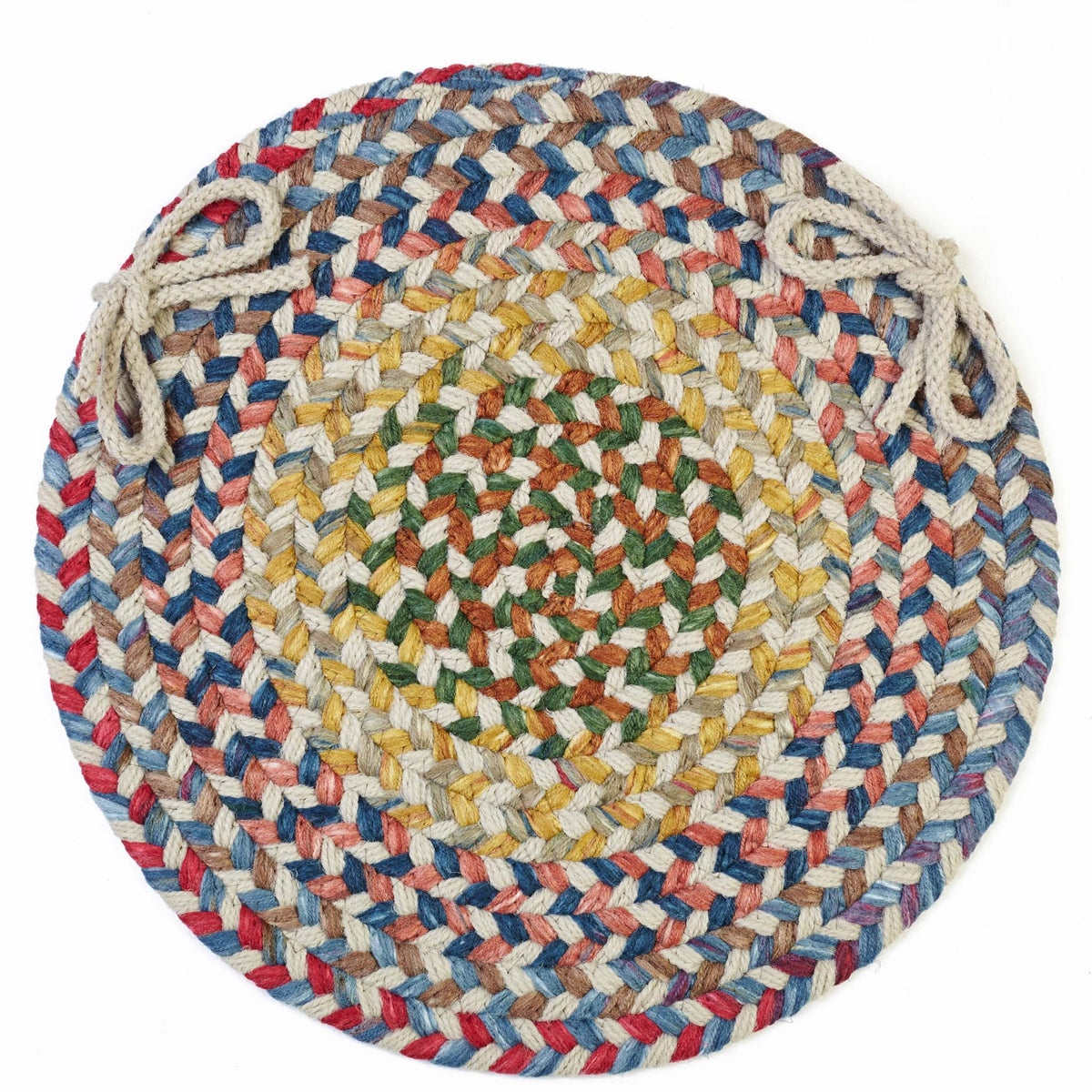 Gemstone Braided Chair Pad - Champagne - 15 inch round with ties