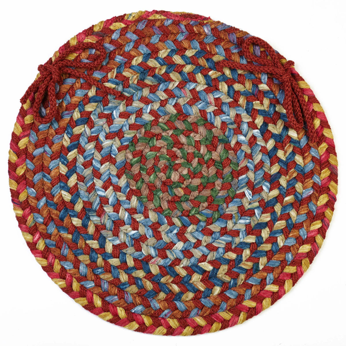 Gemstone Braided Chair Pad - Tawny Port - 15 inch round with ties