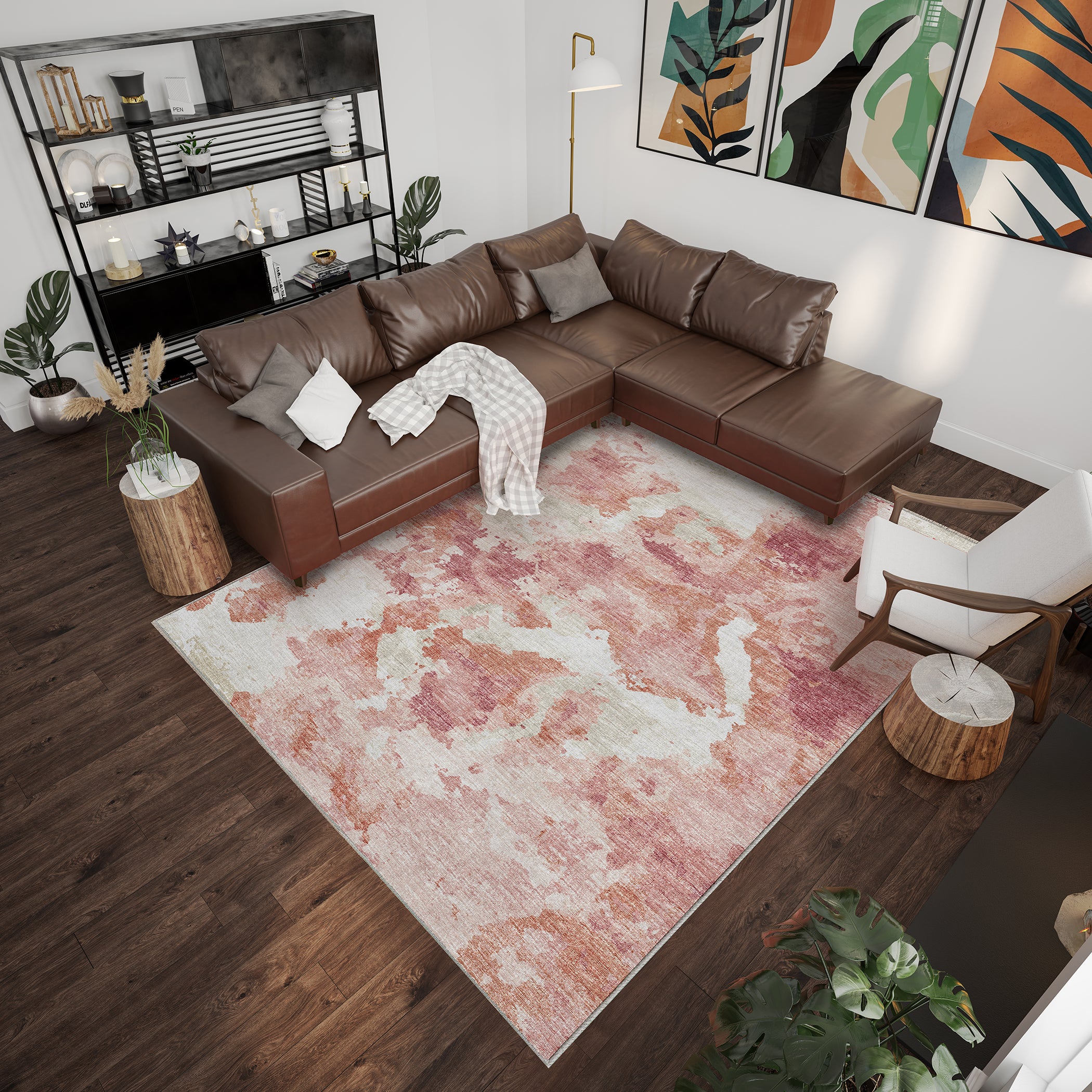 Luxury Machine Washable Indoor/Outdoor Transitional CM2 Blush Pink Rug 3' x 5' #shape_Rectangle