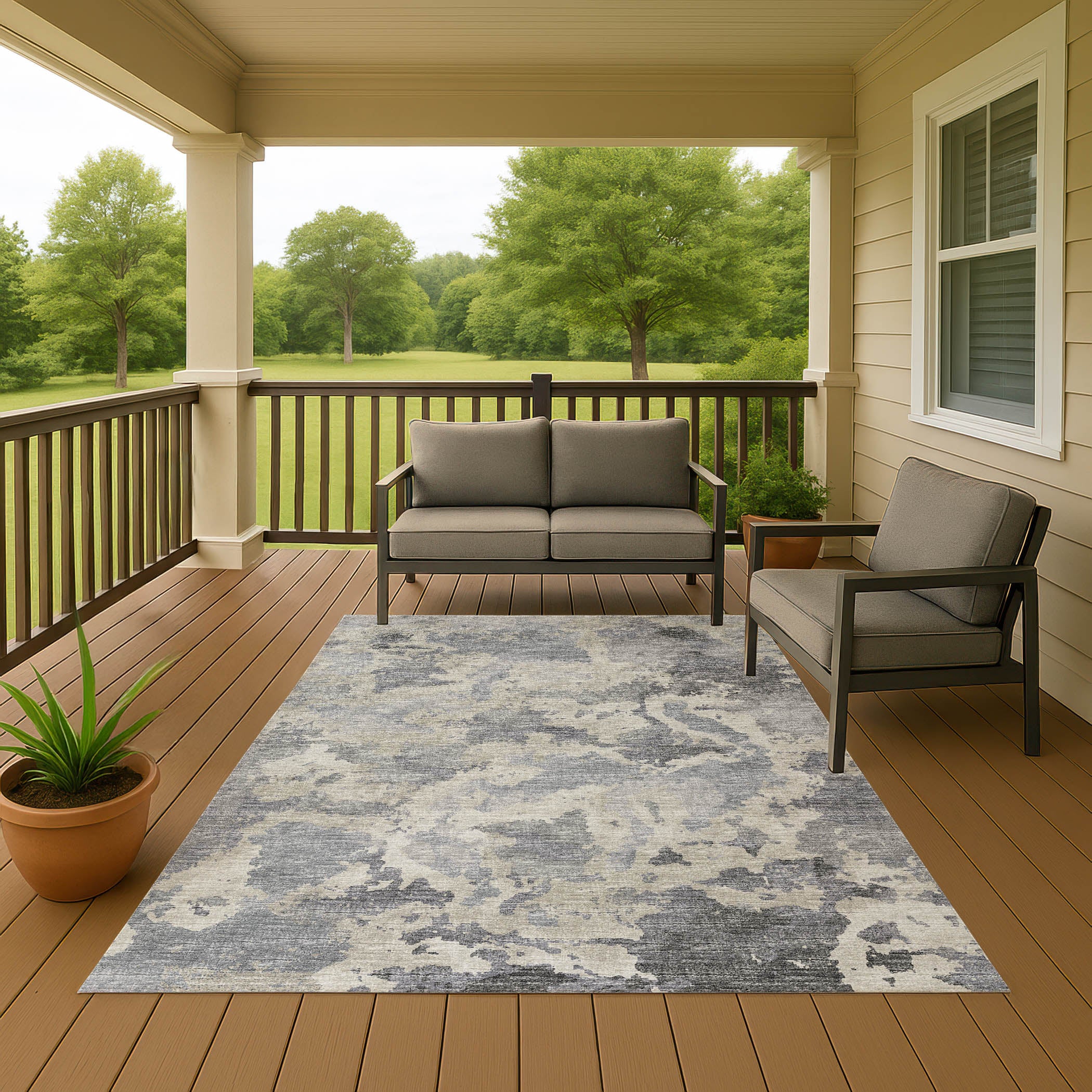Luxury Machine Washable Indoor/Outdoor Transitional CM2 Graphite Gray Rug 3' x 5' #shape_Rectangle
