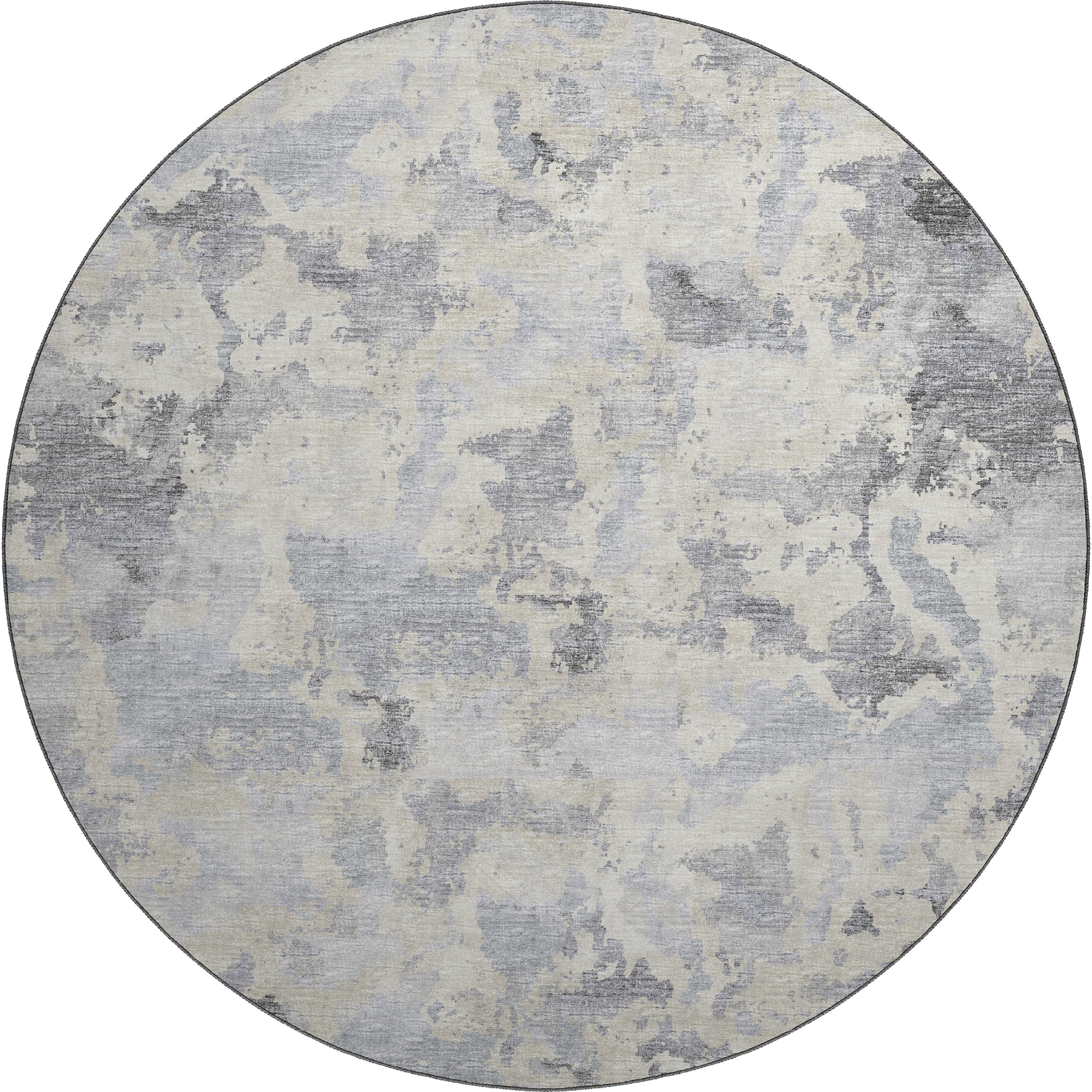 Luxury Machine Washable Indoor/Outdoor Transitional CM2 Graphite Gray Rug 8' x 8' #shape_Round