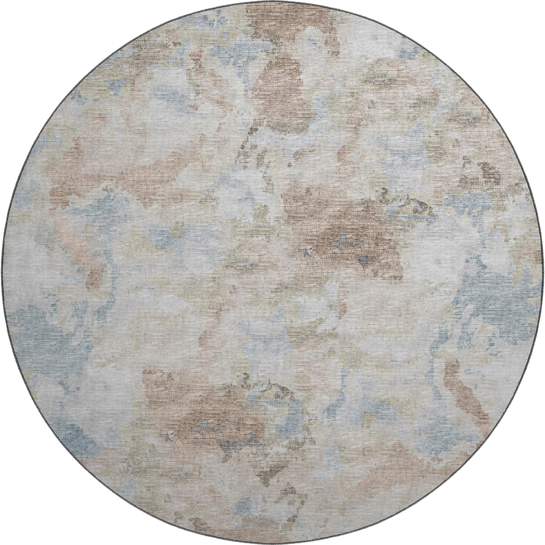 Luxury Machine Washable Indoor/Outdoor Transitional CM2 Seascape Multi Rug 8' x 8' #shape_Round