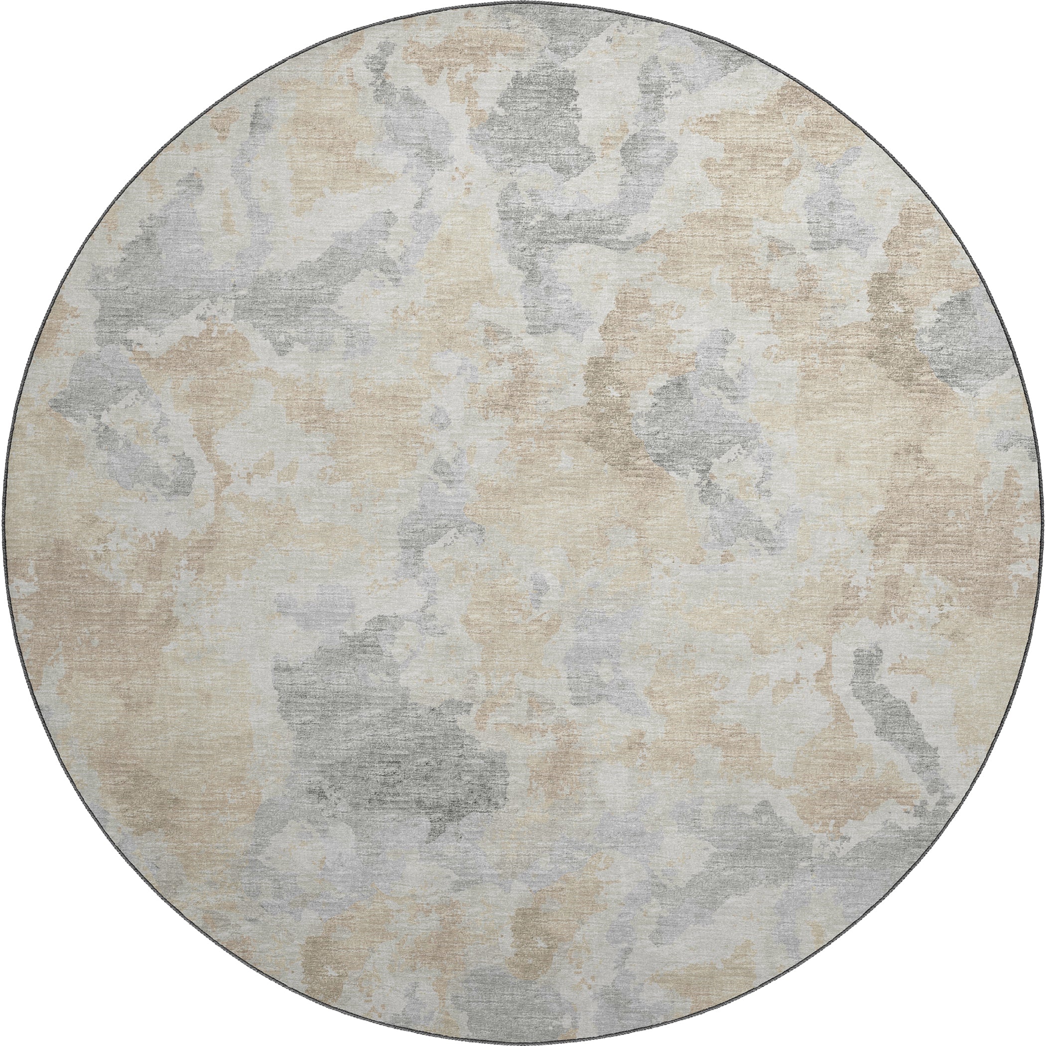 Luxury Machine Washable Indoor/Outdoor Transitional CM2 Stucco Brown Rug 8' x 8' #shape_Round