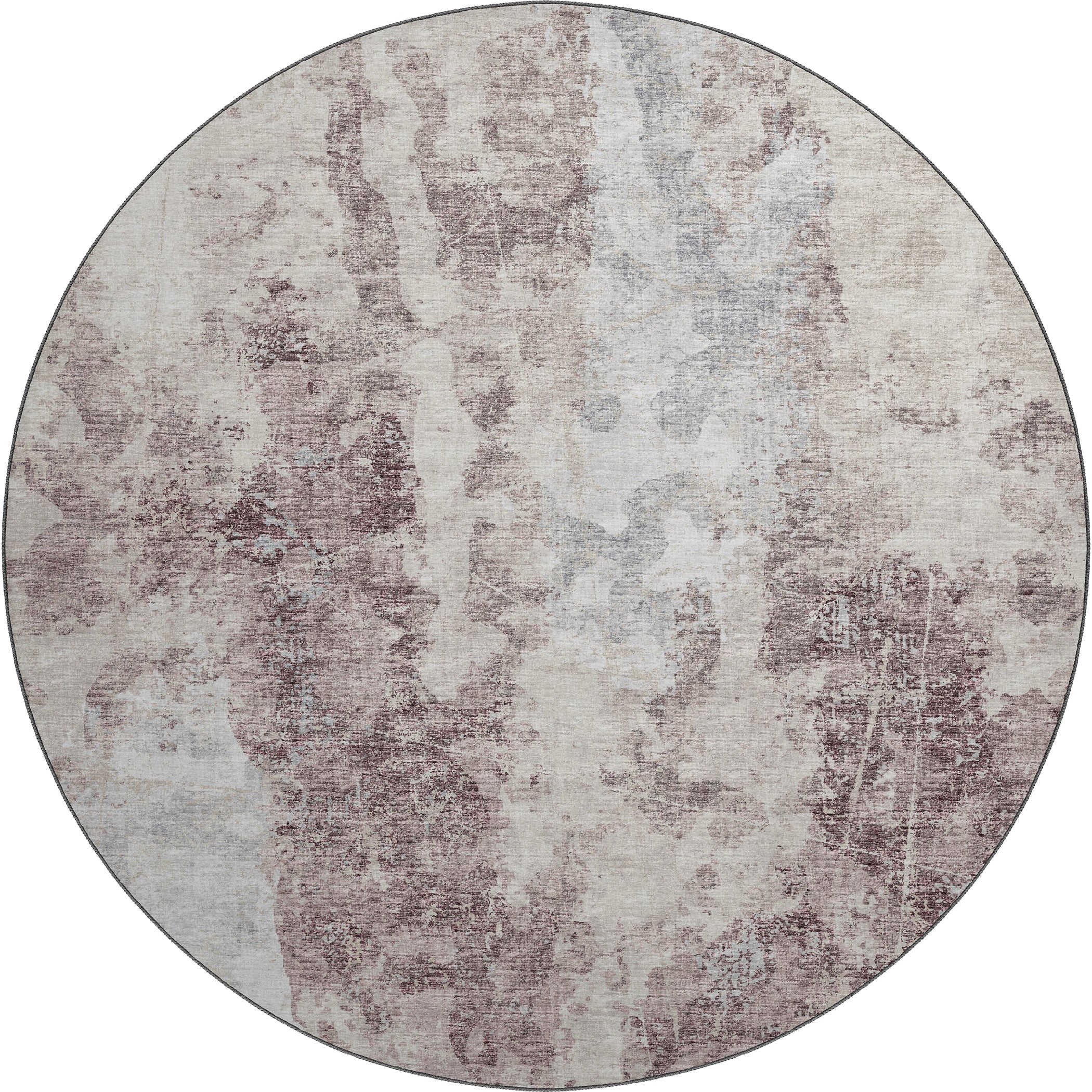 Luxury Machine Washable Indoor/Outdoor Transitional CM3 Merlot Multi Rug 8' x 8' #shape_Round