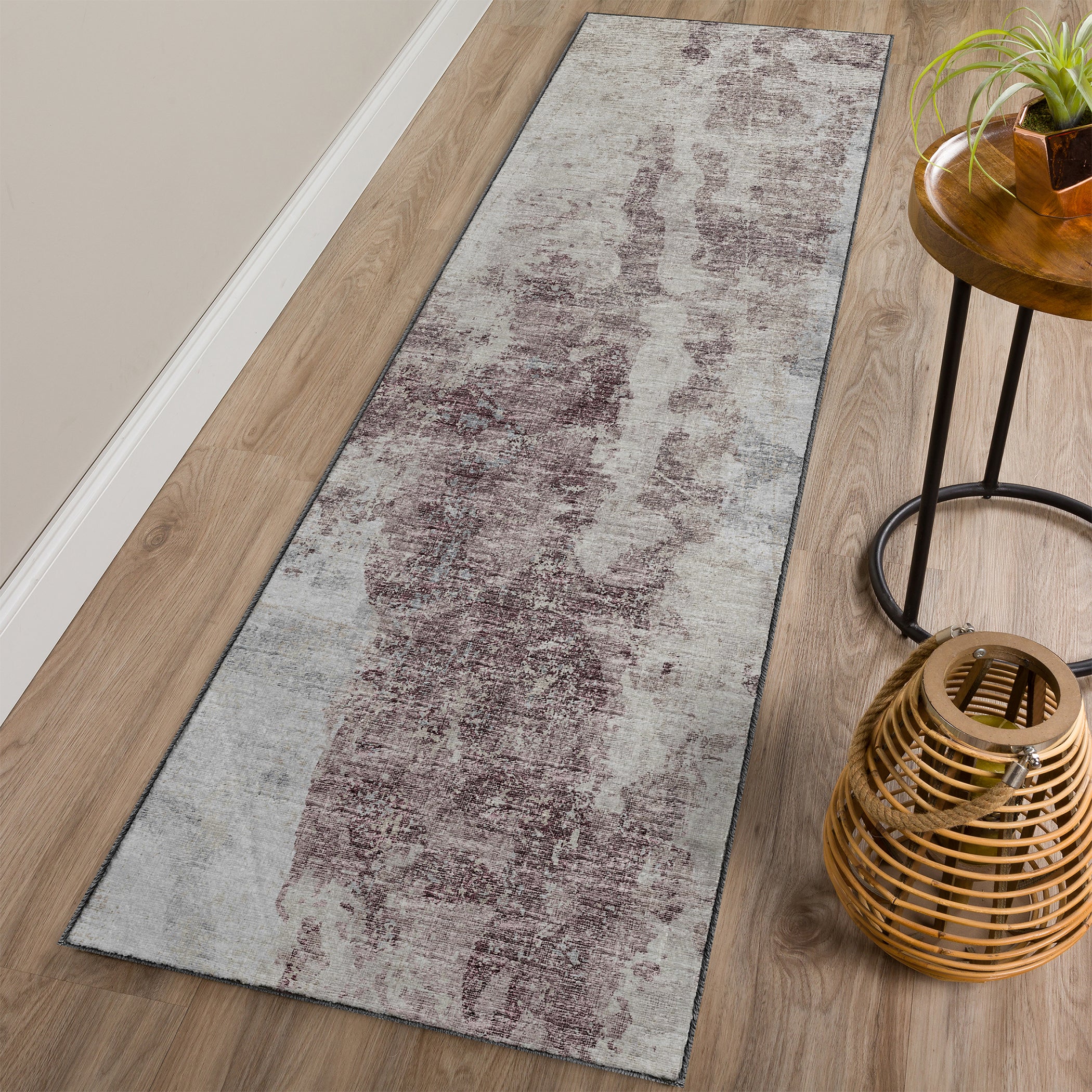 Luxury Machine Washable Indoor/Outdoor Transitional CM3 Merlot Multi Rug 2'3" x 7'6" #shape_Runner