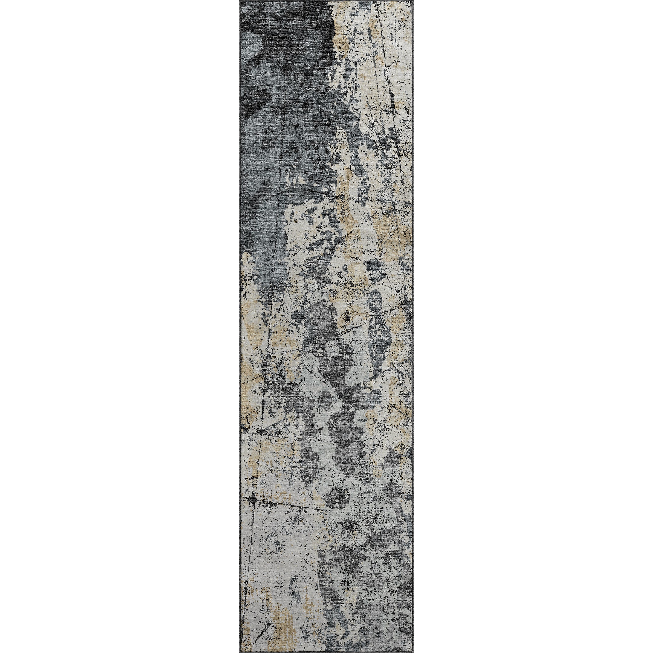 Luxury Machine Washable Indoor/Outdoor Transitional CM3 Midnight Black Rug 2'3" x 7'6" #shape_Runner