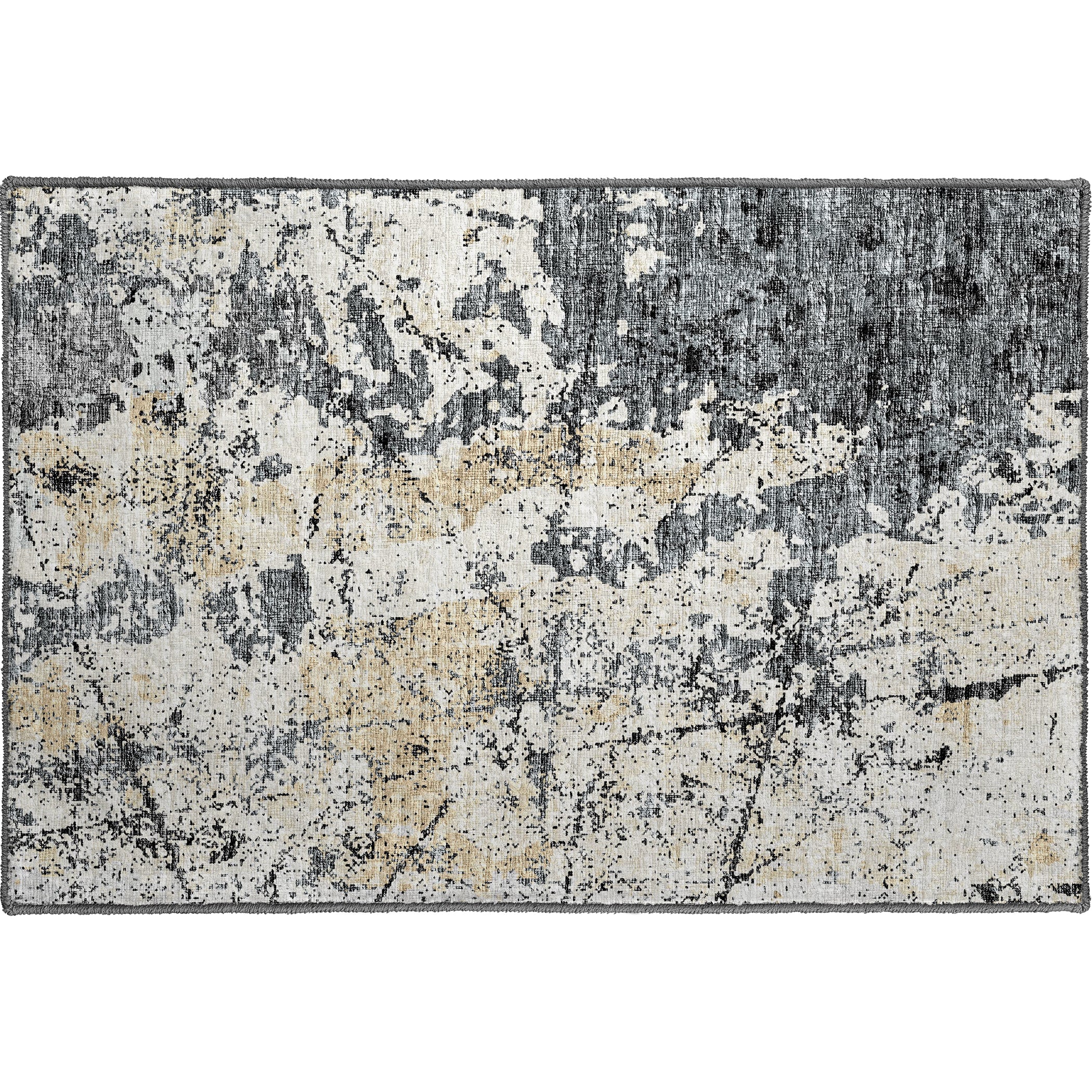 Luxury Machine Washable Indoor/Outdoor Transitional CM3 Midnight Black Rug 1'8" x 2'6" #shape_Rectangle