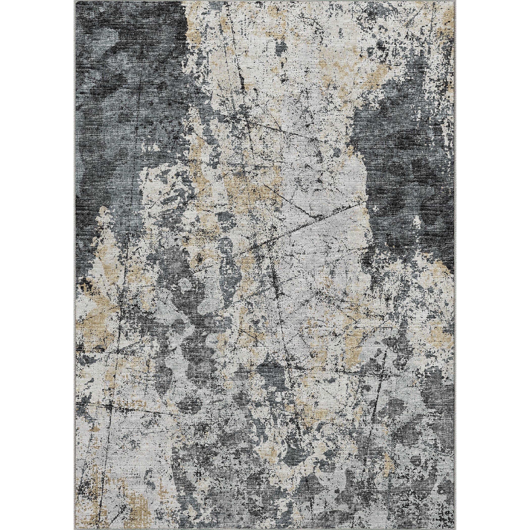 Luxury Machine Washable Indoor/Outdoor Transitional CM3 Midnight Black Rug 3' x 5' #shape_Rectangle
