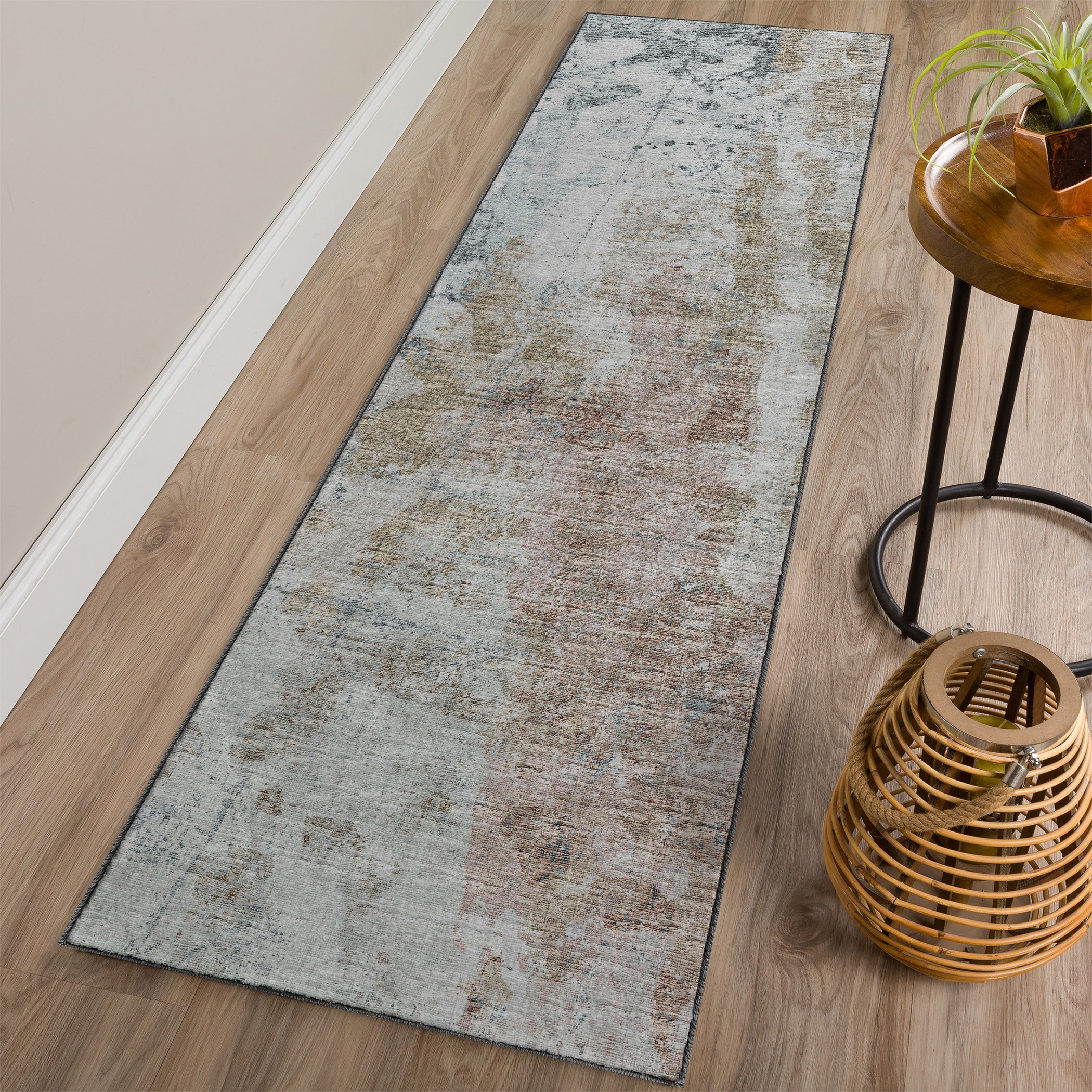 Luxury Machine Washable Indoor/Outdoor Transitional CM3 Mineral Blue Rug 2'3" x 7'6" #shape_Runner