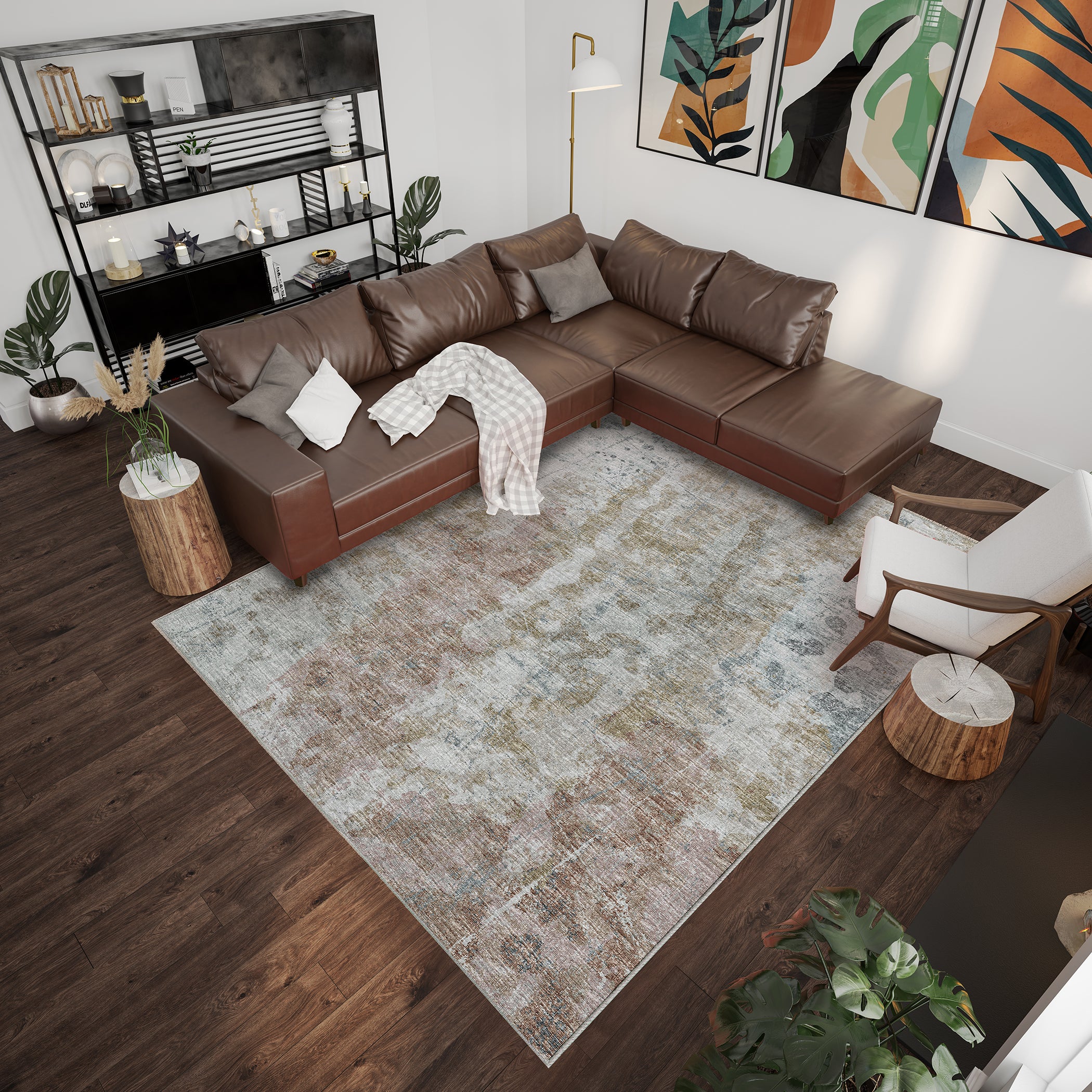 Luxury Machine Washable Indoor/Outdoor Transitional CM3 Mineral Blue Rug 3' x 5' #shape_Rectangle