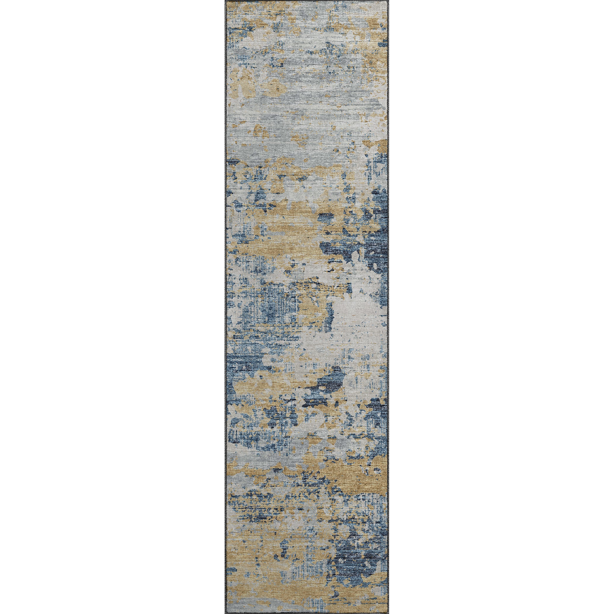 Luxury Machine Washable Indoor/Outdoor Transitional CM4 Navy Blue Rug 2'3" x 7'6" #shape_Runner