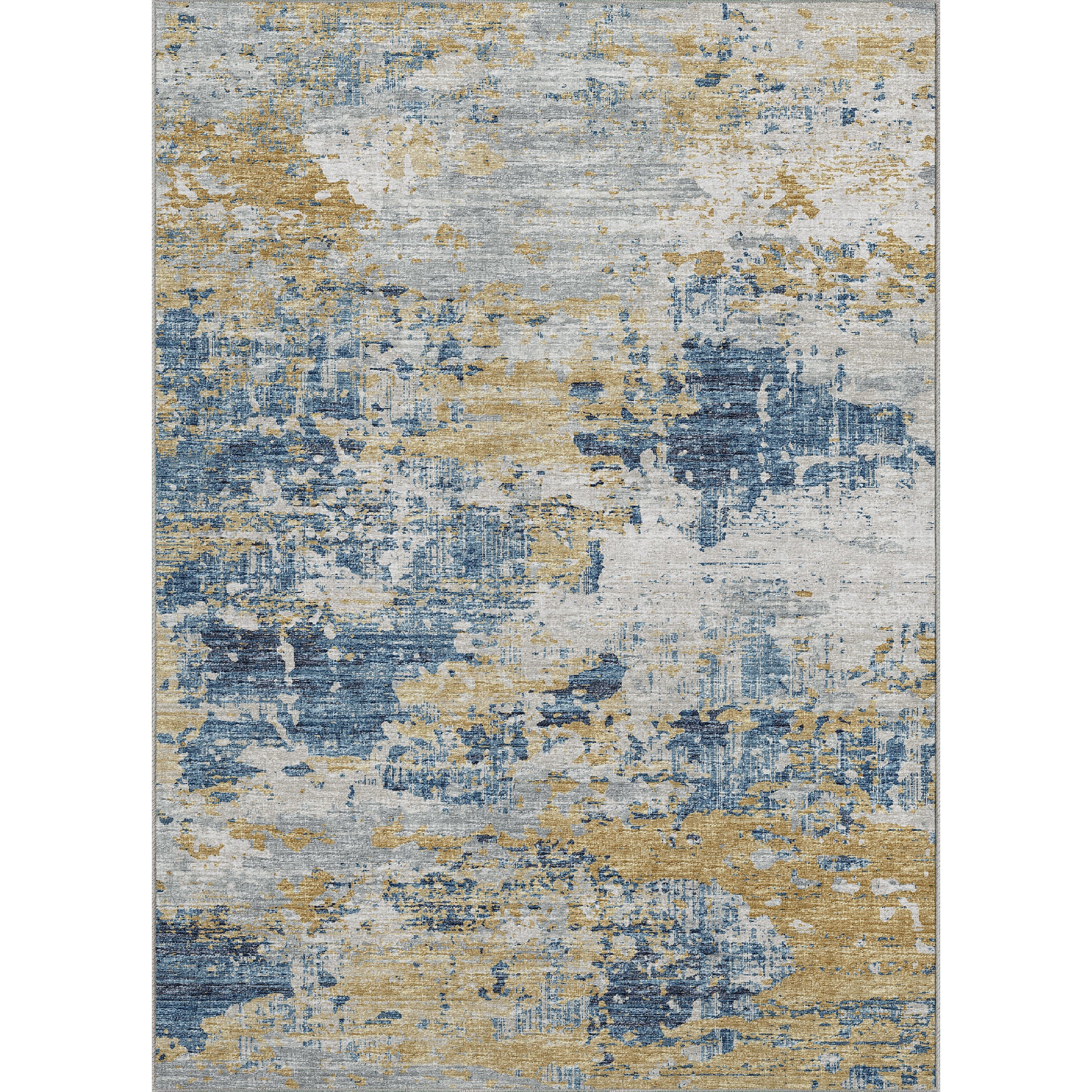 Luxury Machine Washable Indoor/Outdoor Transitional CM4 Navy Blue Rug 3' x 5' #shape_Rectangle