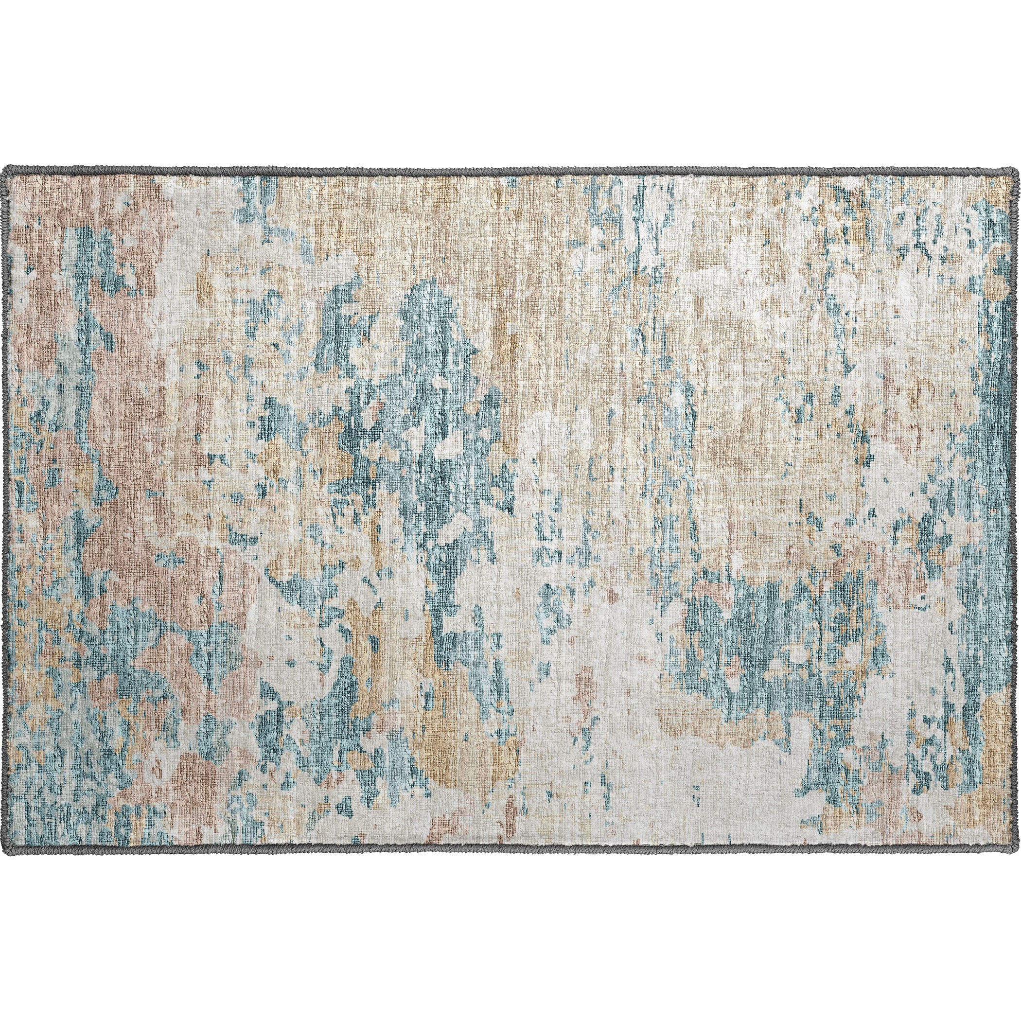 Luxury Machine Washable Indoor/Outdoor Transitional CM4 Parchment Ivory Rug 1'8" x 2'6" #shape_Rectangle