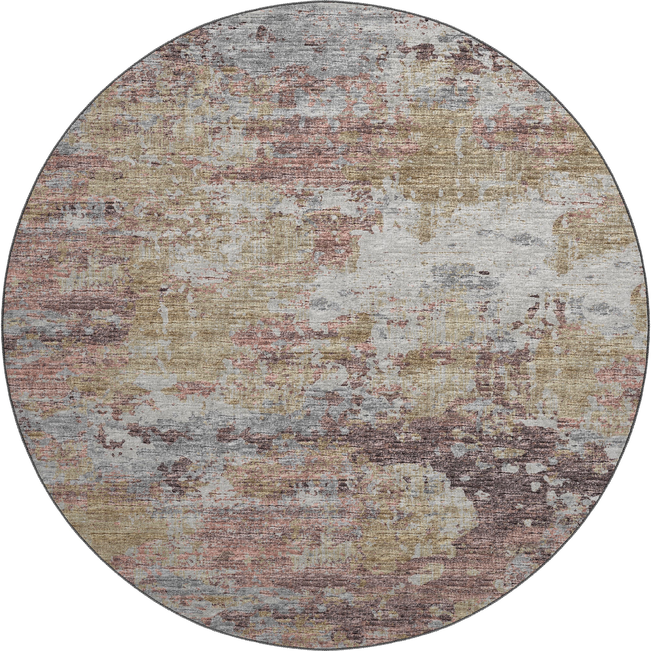 Luxury Machine Washable Indoor/Outdoor Transitional CM4 Primrose Multi Rug 8' x 8' #shape_Round
