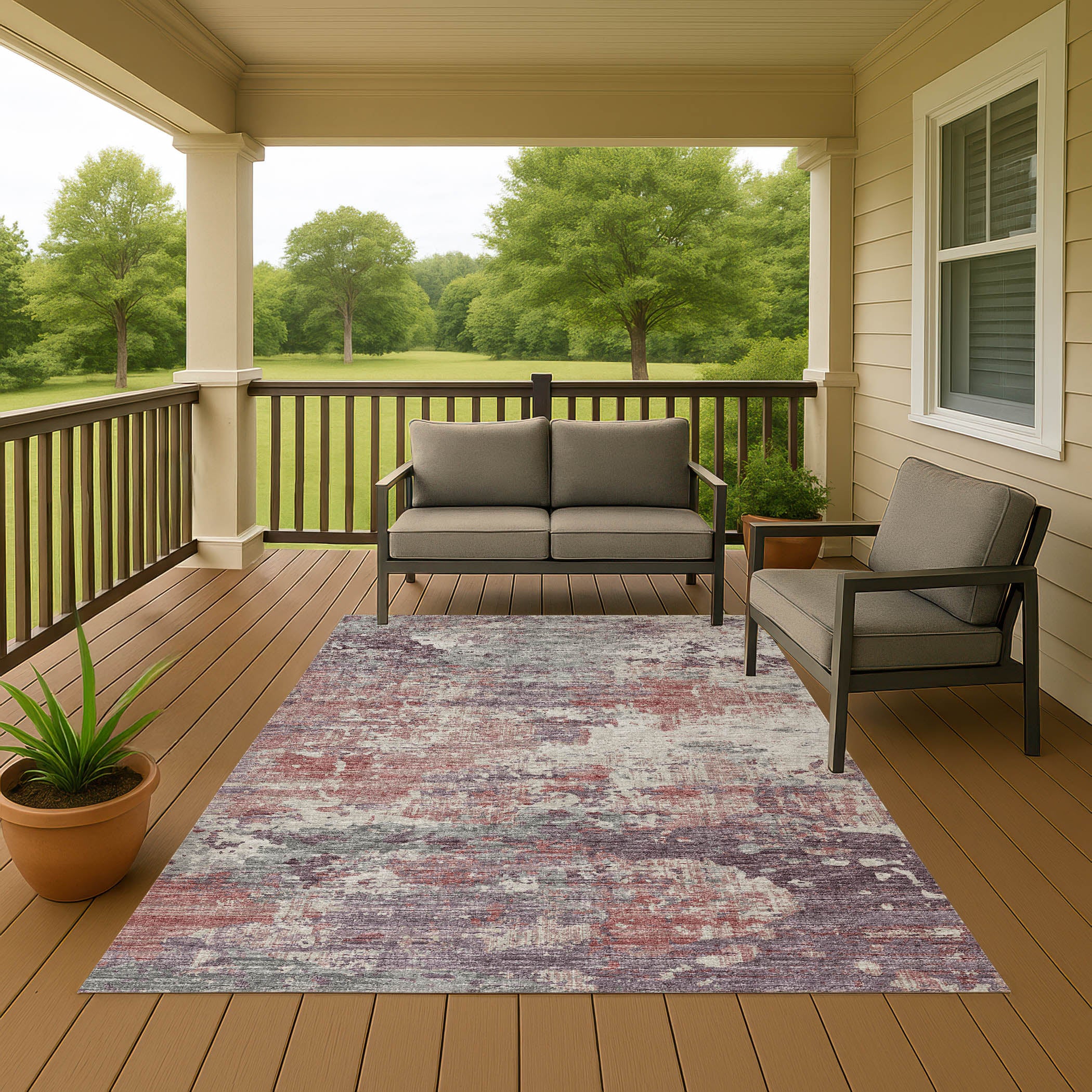 Luxury Machine Washable Indoor/Outdoor Transitional CM4 Rose Pink Rug 3' x 5' #shape_Rectangle