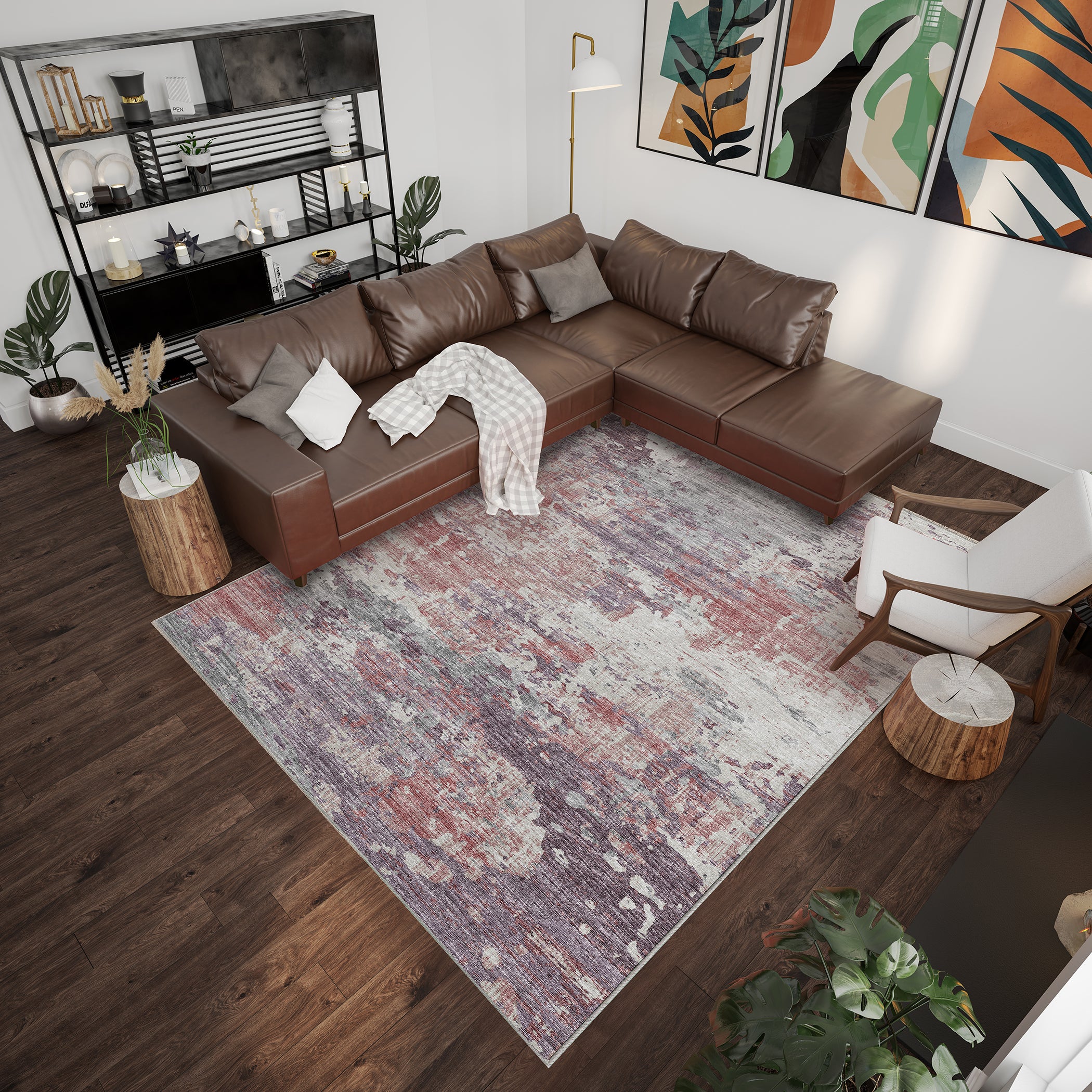 Luxury Machine Washable Indoor/Outdoor Transitional CM4 Rose Pink Rug 3' x 5' #shape_Rectangle