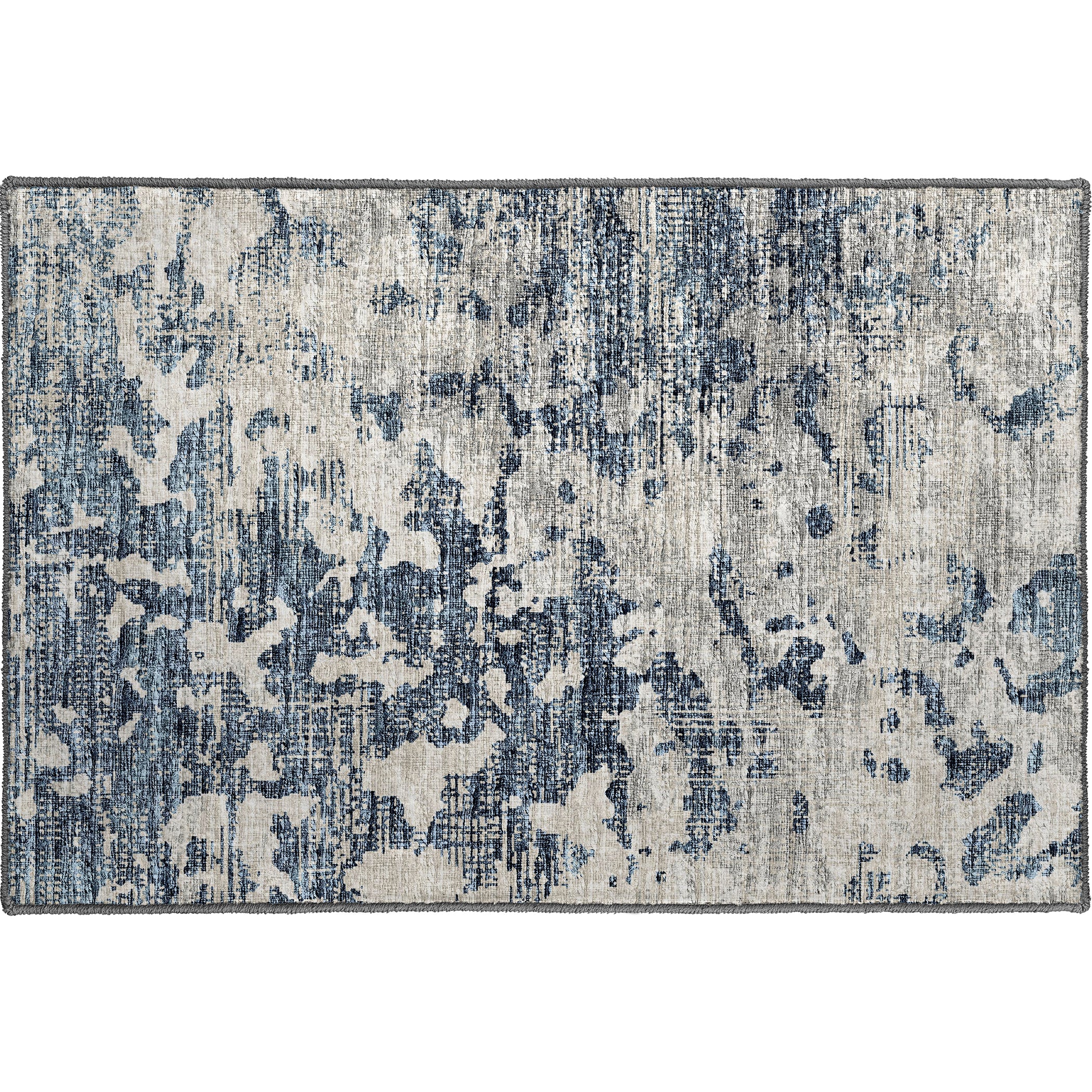 Luxury Machine Washable Indoor/Outdoor Transitional CM5 Ink Blue Rug 1'8" x 2'6" #shape_Rectangle