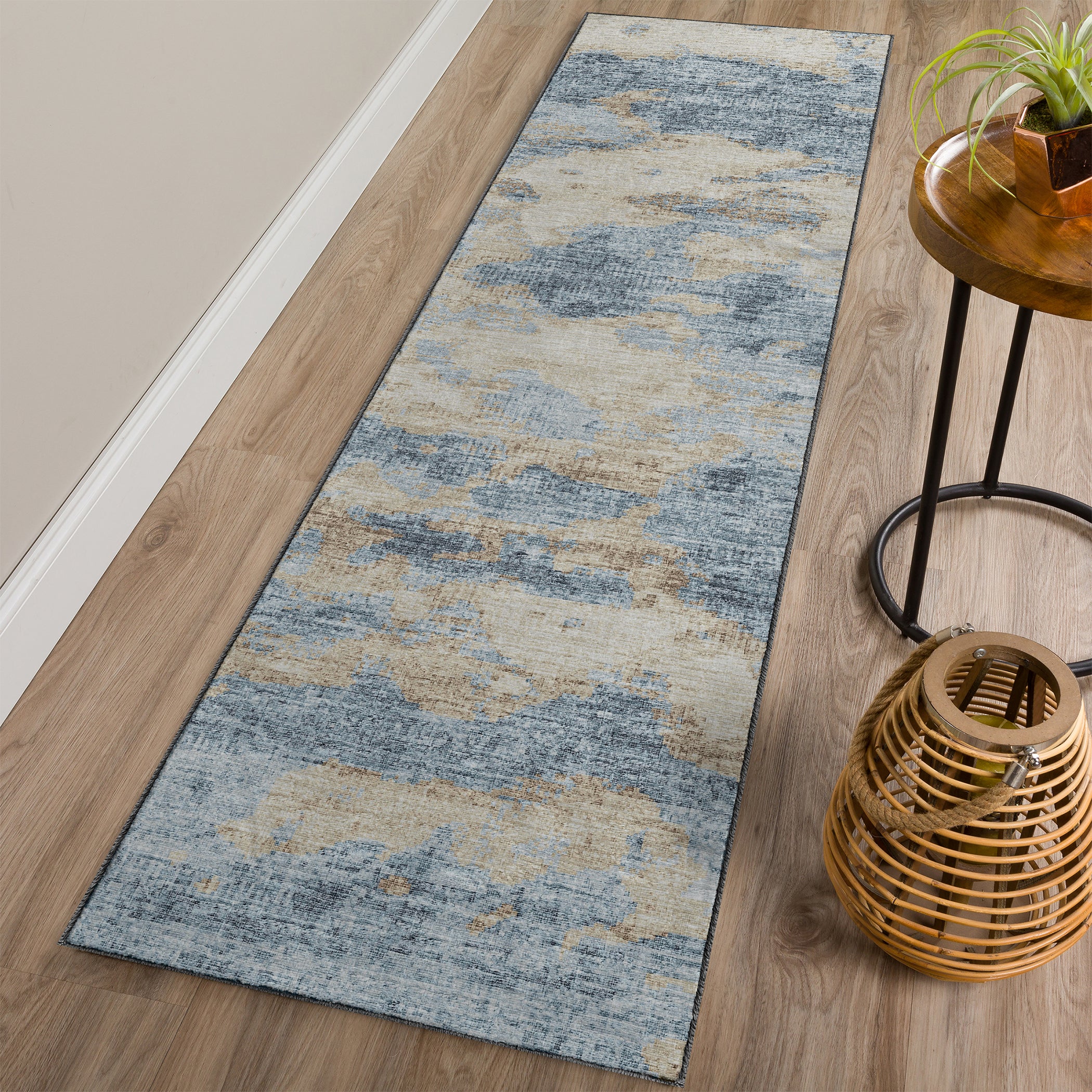 Luxury Machine Washable Indoor/Outdoor Transitional CM6 Indigo Blue Rug 2'3" x 7'6" #shape_Runner