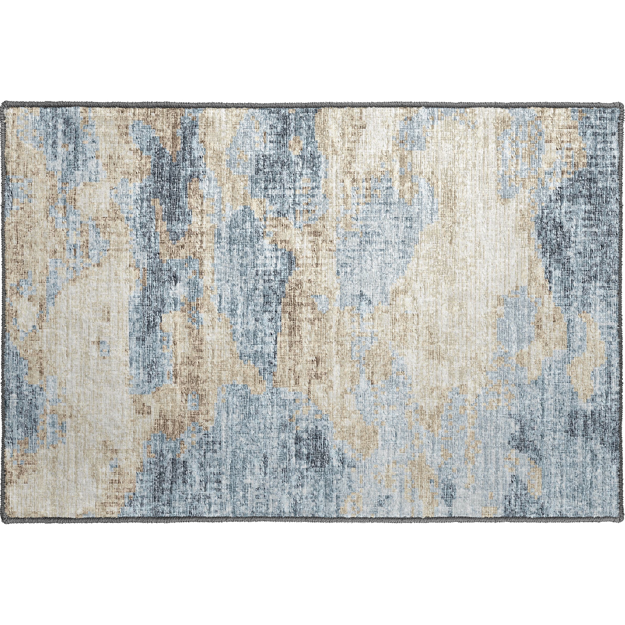 Luxury Machine Washable Indoor/Outdoor Transitional CM6 Indigo Blue Rug 1'8" x 2'6" #shape_Rectangle